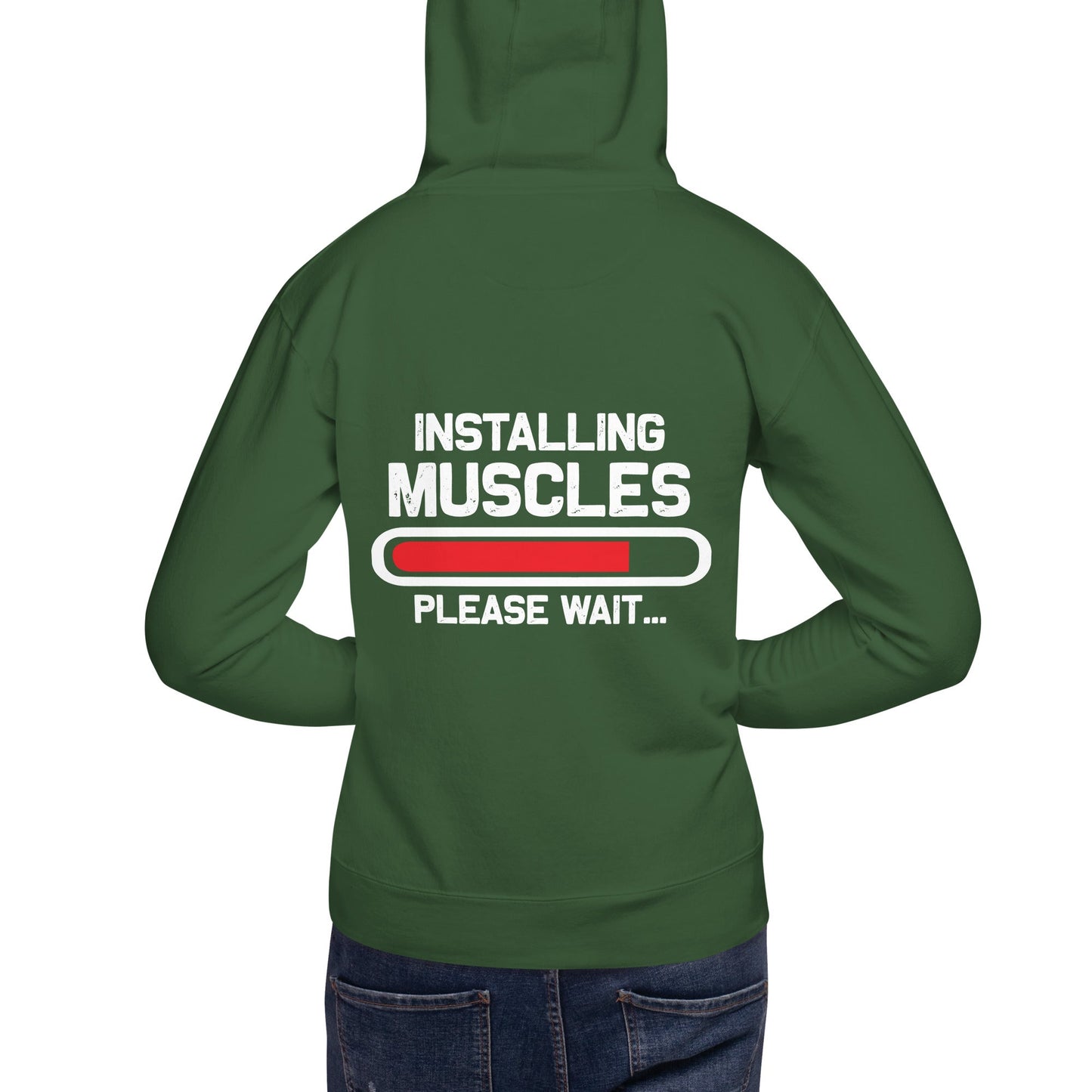 Installing Muscles Please Wait.... - Unisex Hoodie ( Back Print ) by DarkByteGear