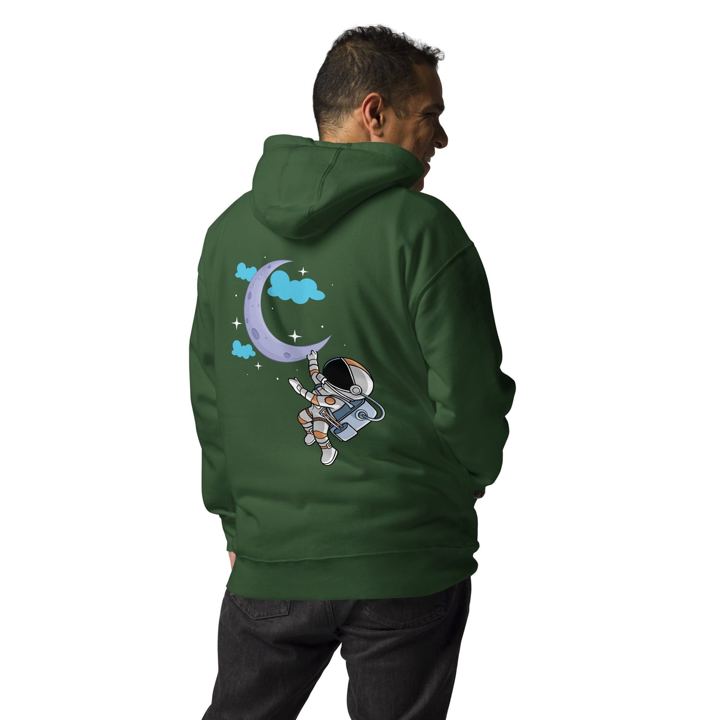 Full Moon Astronaut - Unisex Hoodie ( Back Print ) by DarkByteGear
