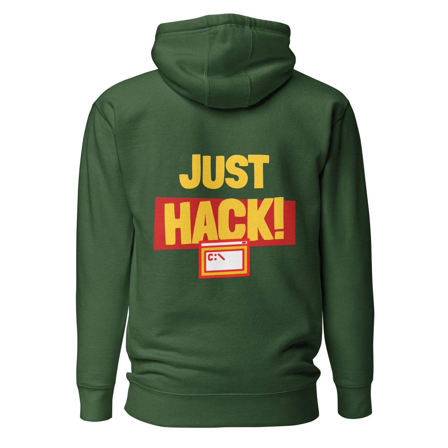 Just Hack (Yellow Text) - Unisex Hoodie ( Back Print ) by DarkByteGear