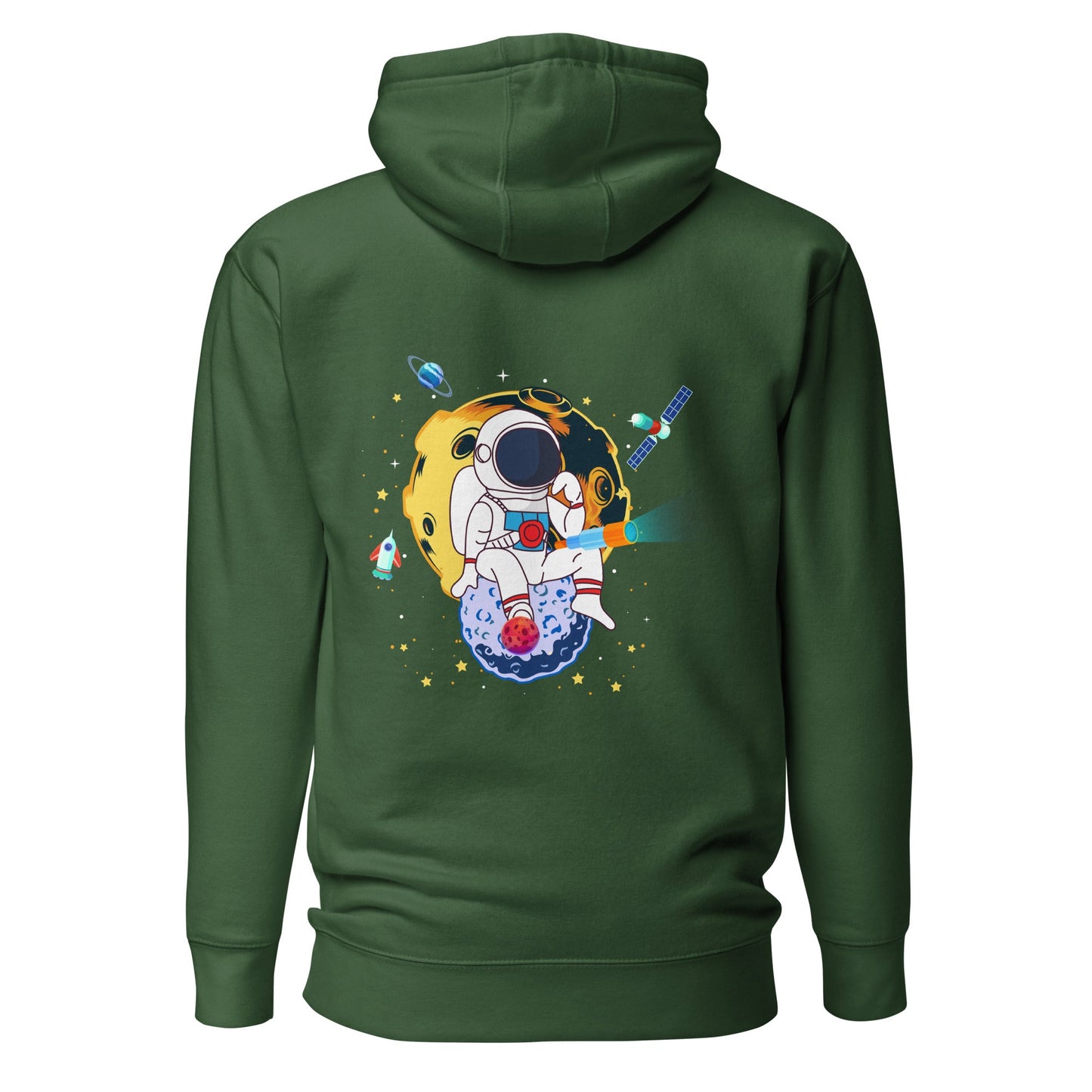 Astranaut catching stars - Unisex Hoodie ( Back Print ) by DarkByteGear