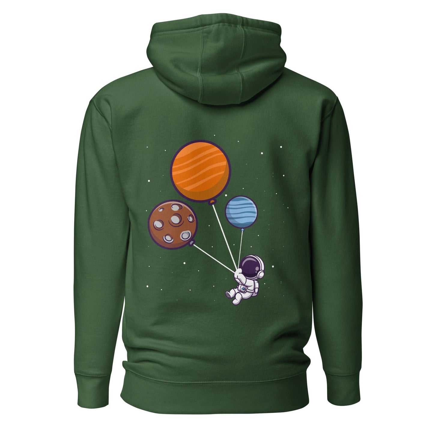 Astronaut with Balloons in Space - Unisex Hoodie ( Back Print ) by DarkByteGear