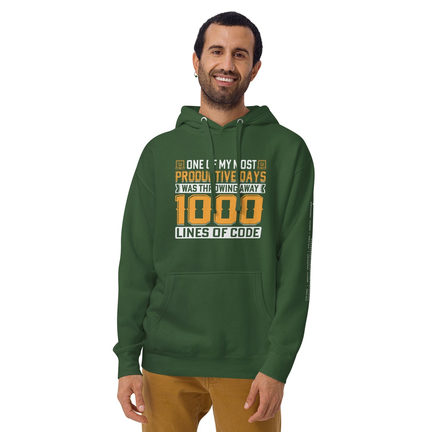 One of My Most Productive Days was throwing away 1000 lines of Code Unisex Hoodie by DarkByteGear
