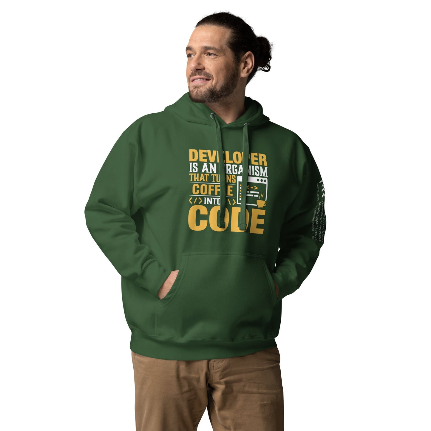 Developer is an Organism that turns Coffee into Code Unisex Hoodie by DarkByteGear