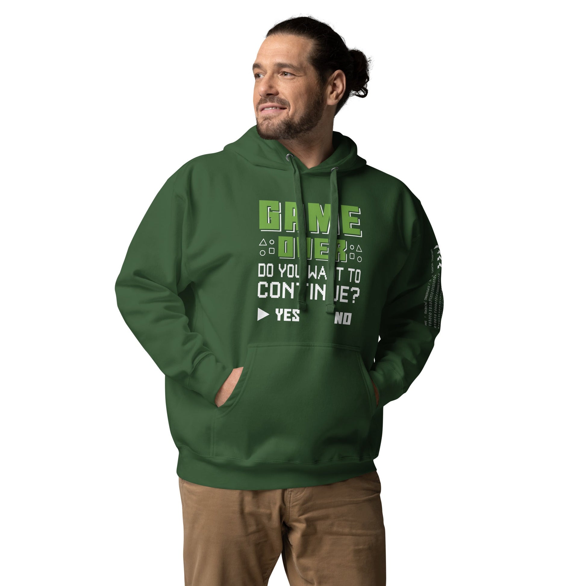 Game Over, Do You Want to Continue, Yes or No? Unisex Hoodie by DarkByteGear