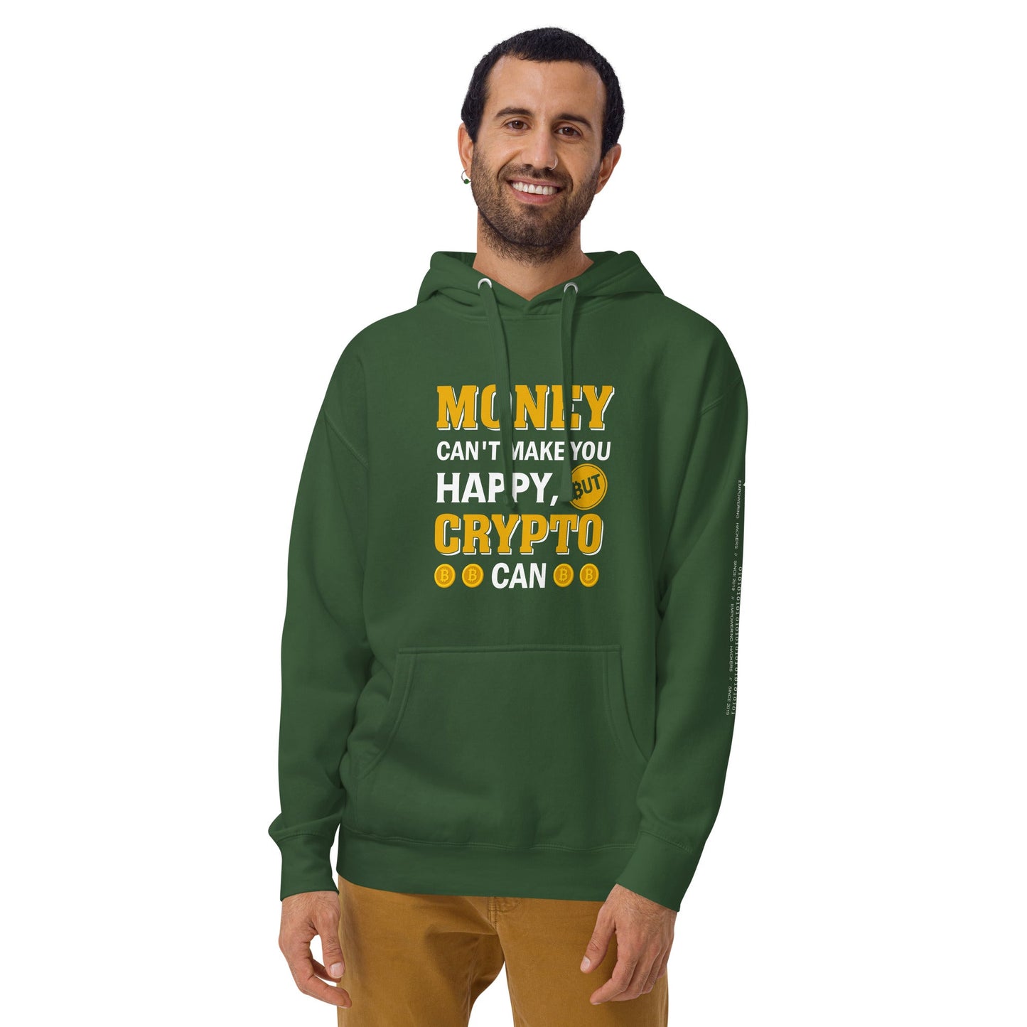 Money can't Buy You Happiness but Bitcoin Can Unisex Hoodie by DarkByteGear