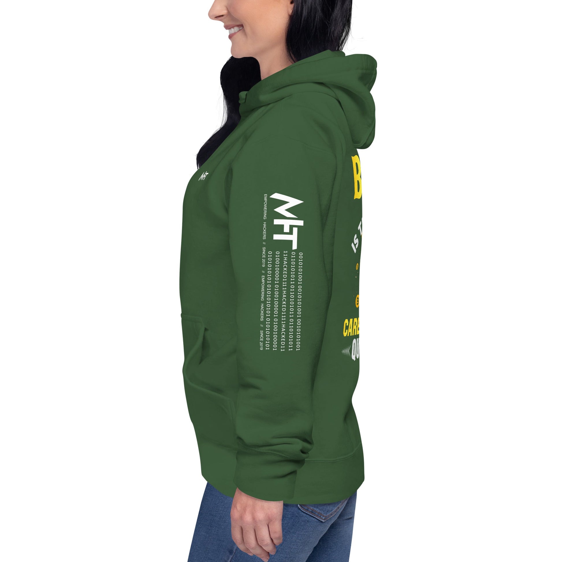 Bitcoin is the Answer! Who Cares what the question is? - Unisex Hoodie ( Back Print ) by DarkByteGear