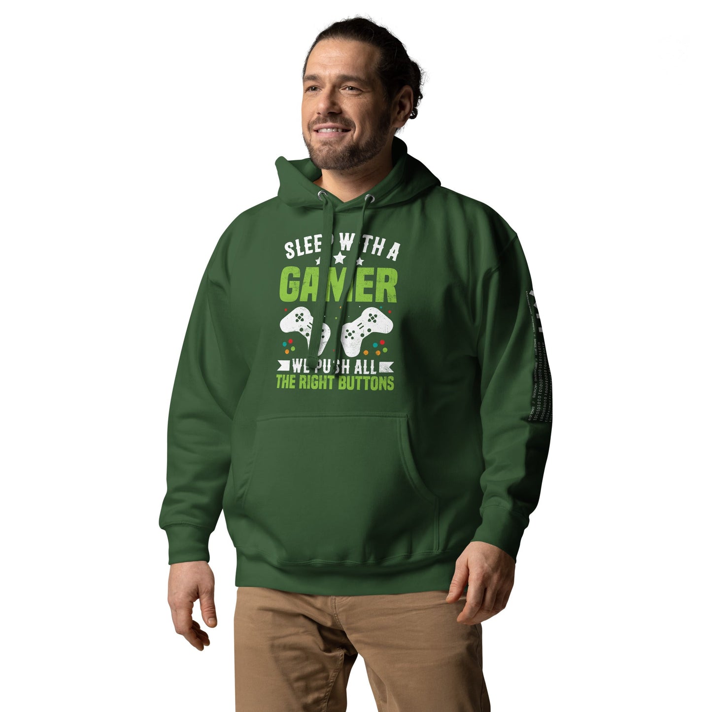 Sleep With a Gamer, We Push all the Right Button Unisex Hoodie by DarkByteGear