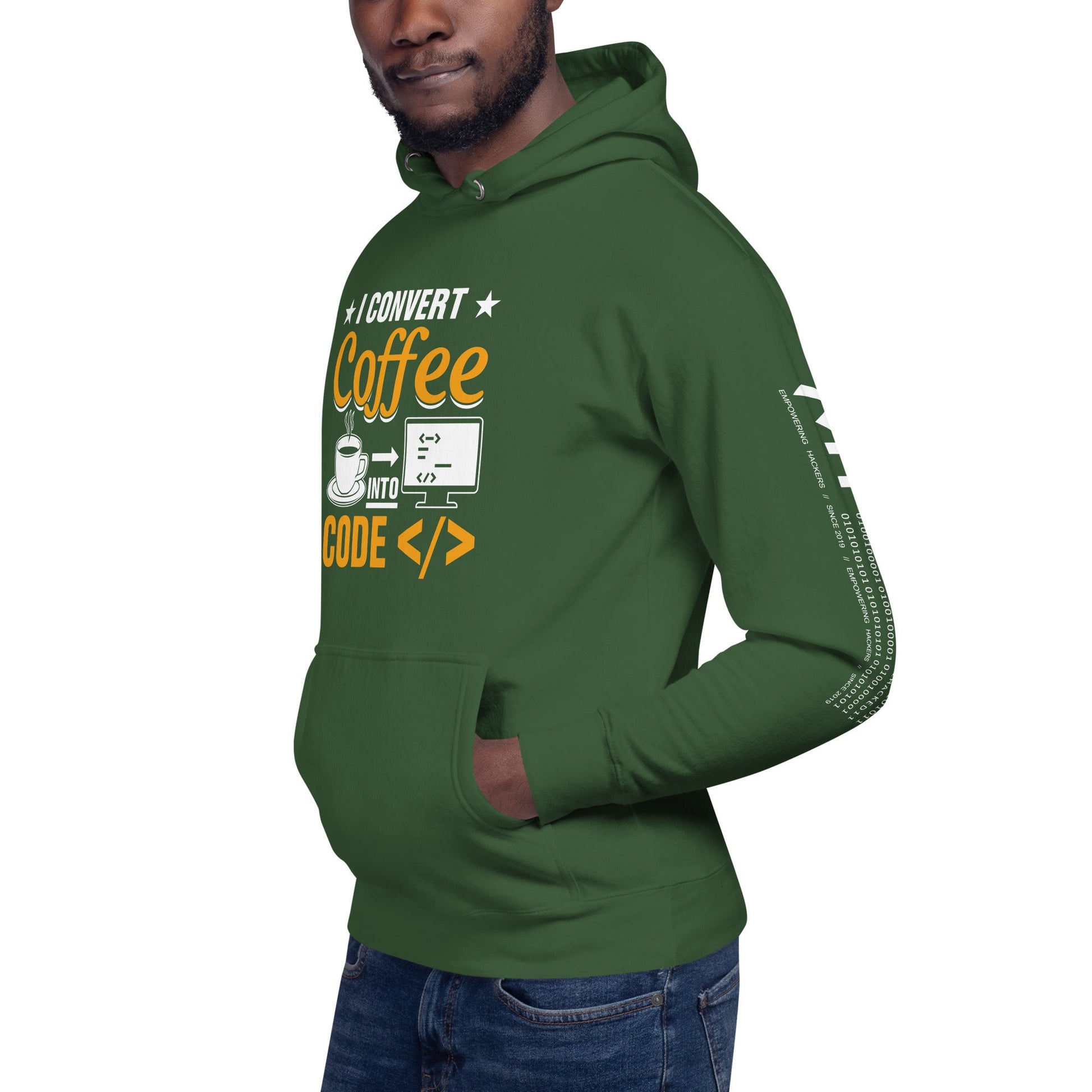 I Convert Coffee into Code </> - Unisex Hoodie by DarkByteGear