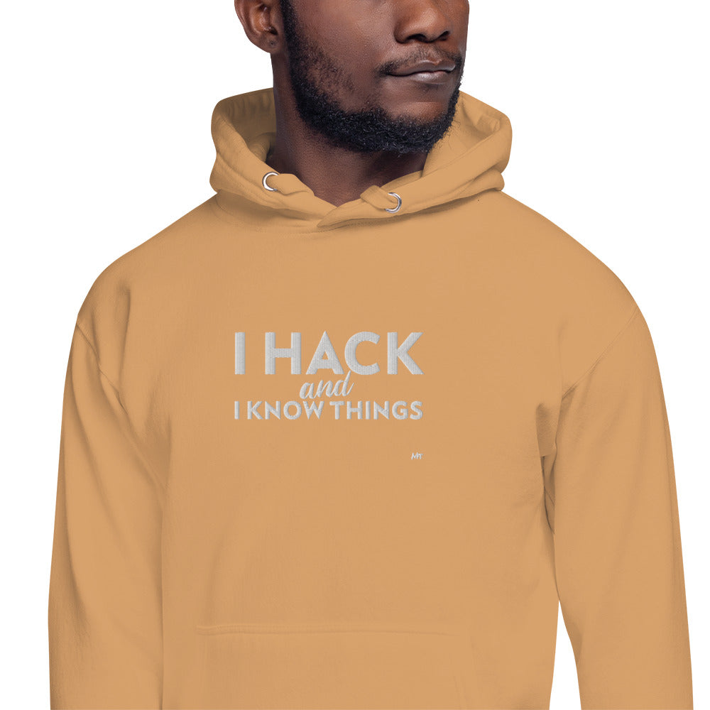 I hack and I know things - Unisex Hoodie (embroidered) by DarkByteGear