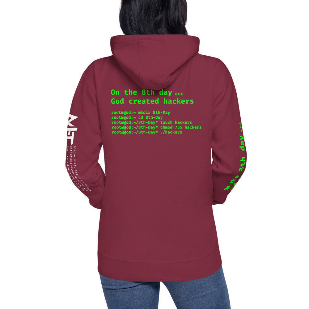 On the 8th day God created hackers - Unisex Hoodie (back print) by DarkByteGear