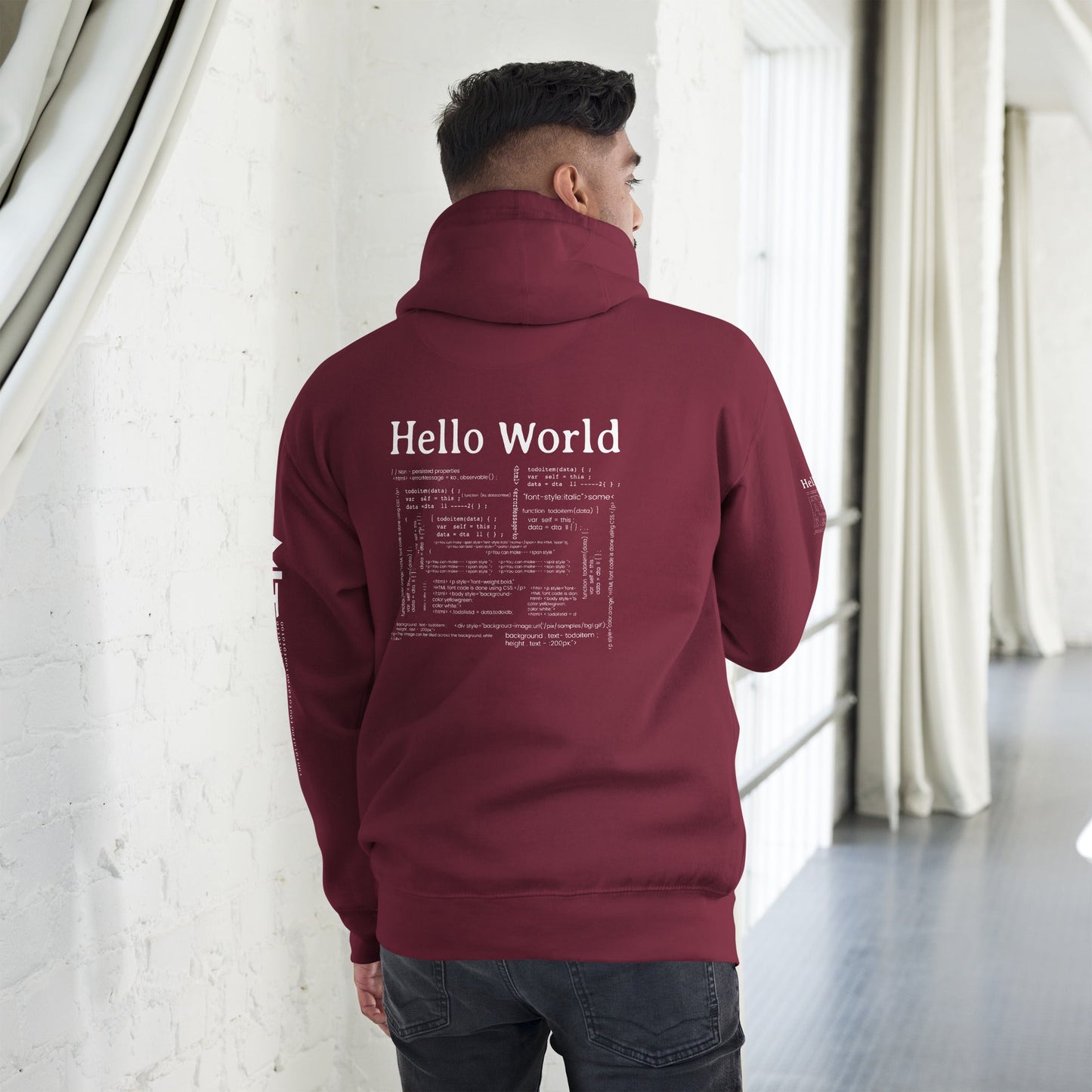 Hello world - Unisex Hoodie (back print) by DarkByteGear