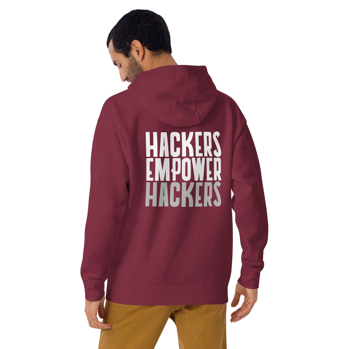 Hackers Empower Hackers - Unisex Hoodie ( Back Print ) by DarkByteGear