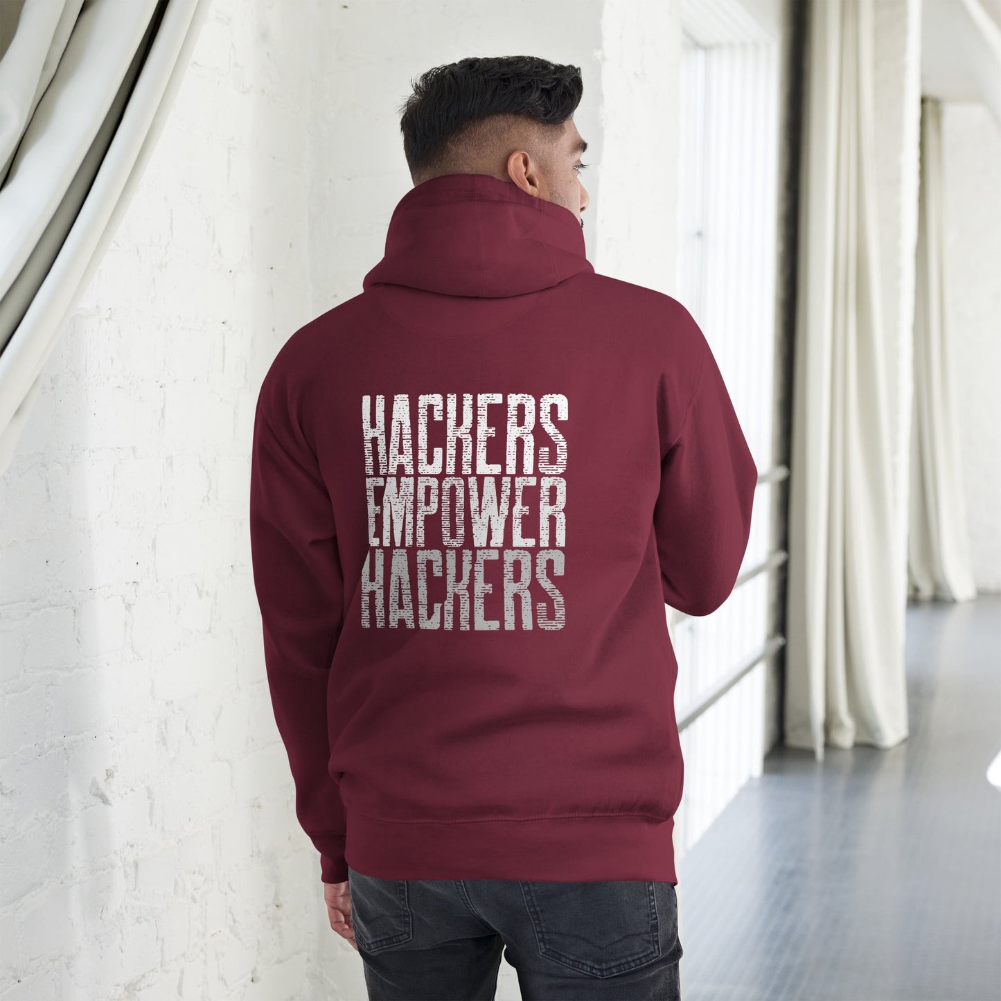 Hackers Empower Hackers V1 - Unisex Hoodie ( Back Print ) by DarkByteGear