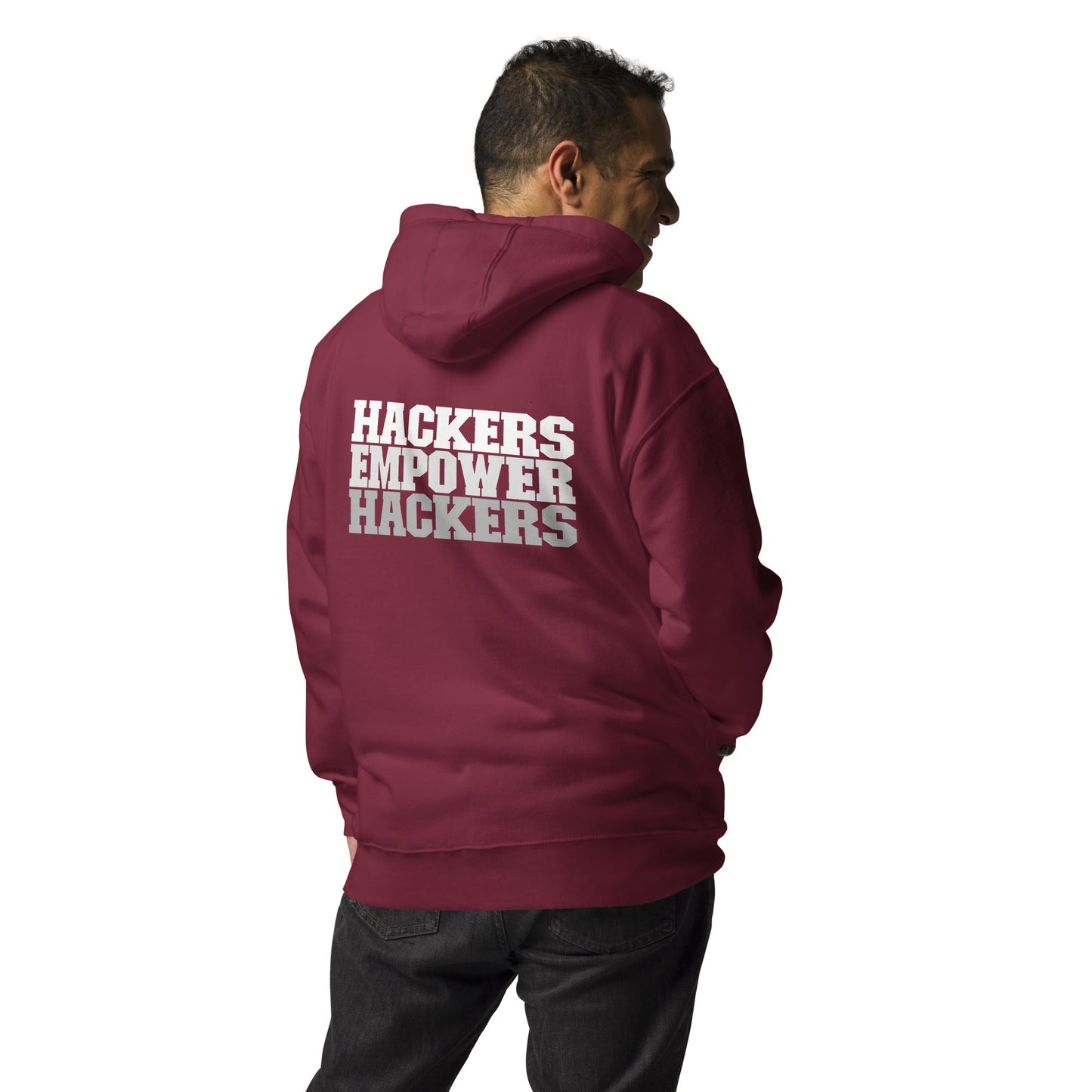 Hackers Empower Hackers V2 - Unisex Hoodie ( Back Print ) by DarkByteGear