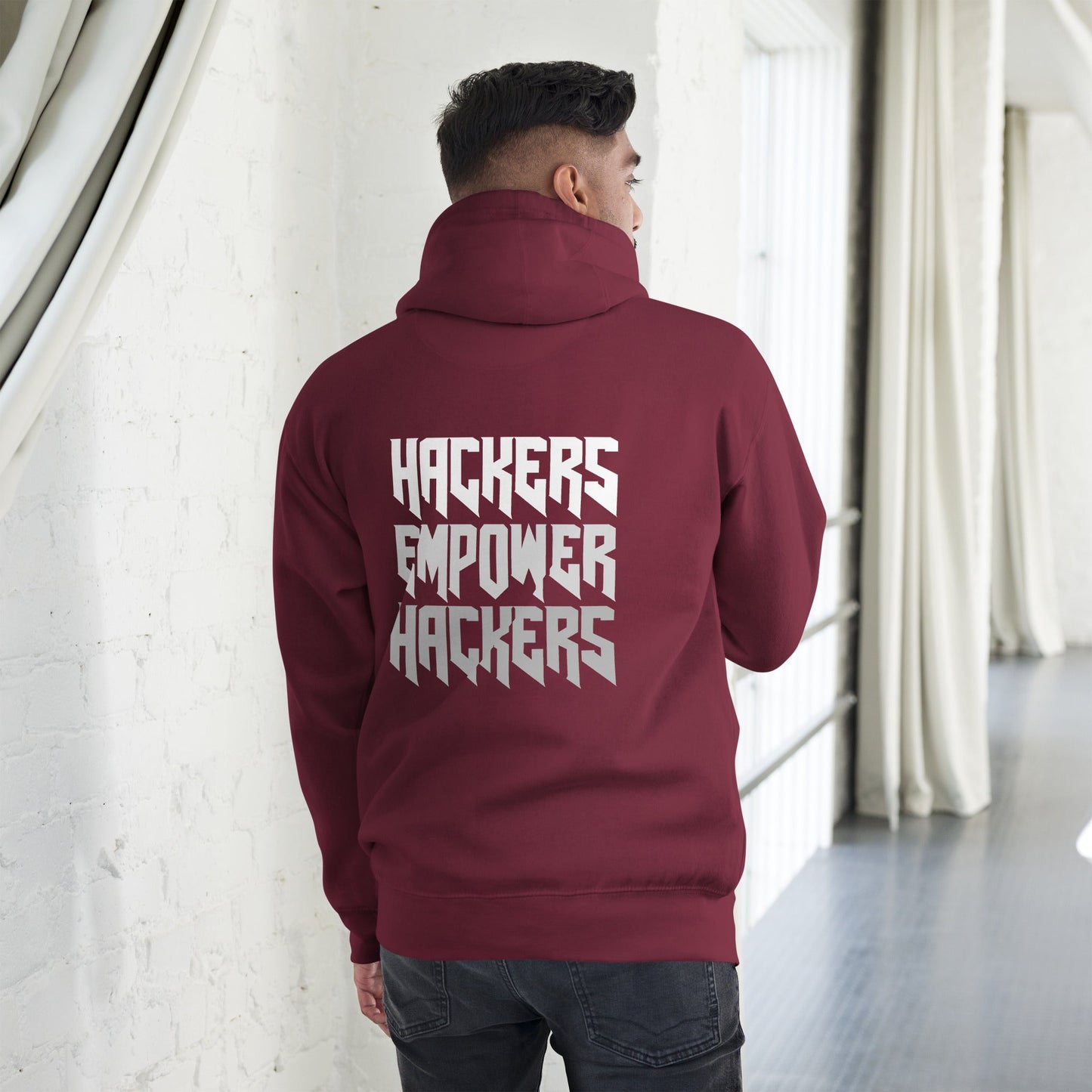 Hackers Empower Hackers V4 - Unisex Hoodie ( Back Print ) by DarkByteGear