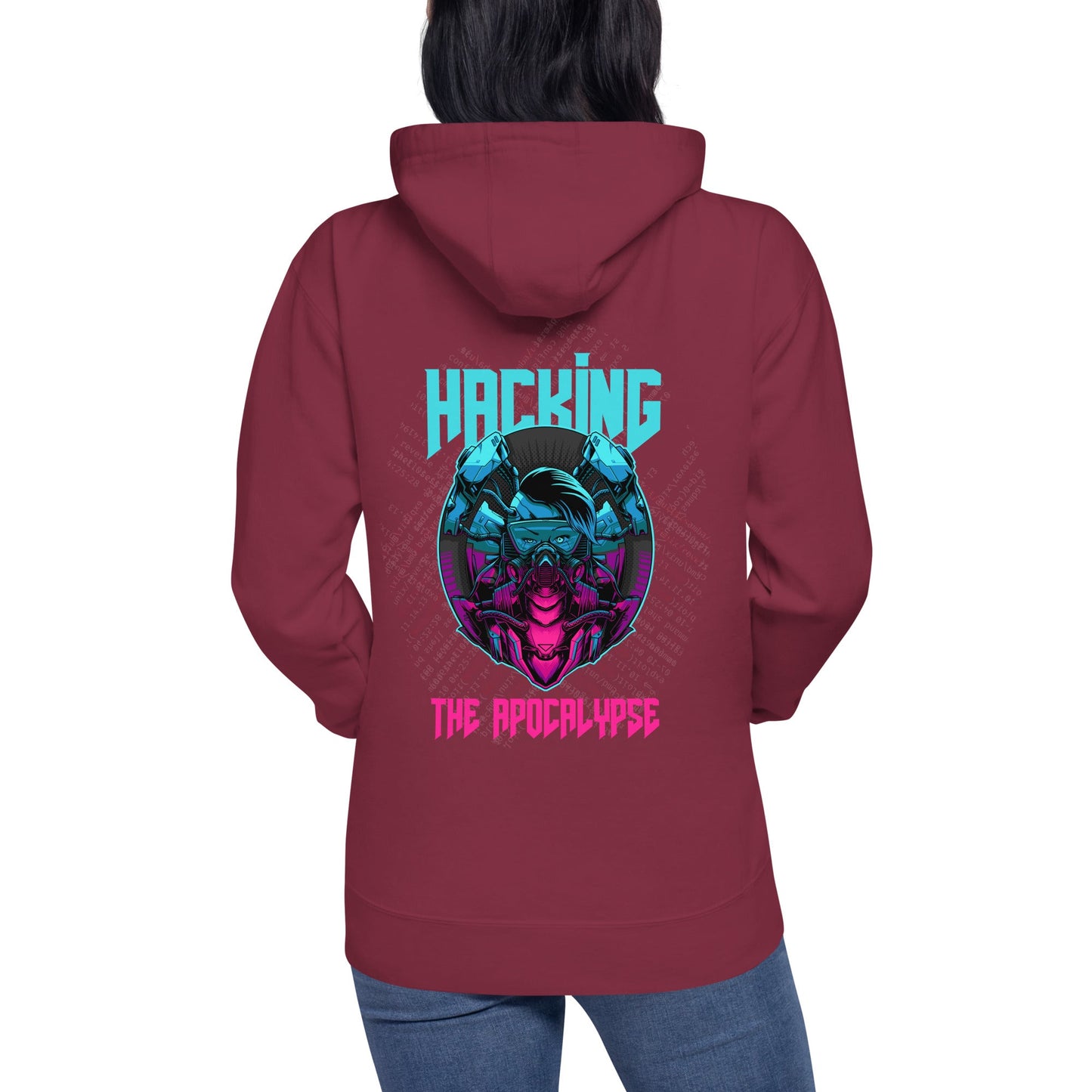 Hacking the apocalypse V2 - Unisex Hoodie ( Back Print ) by DarkByteGear