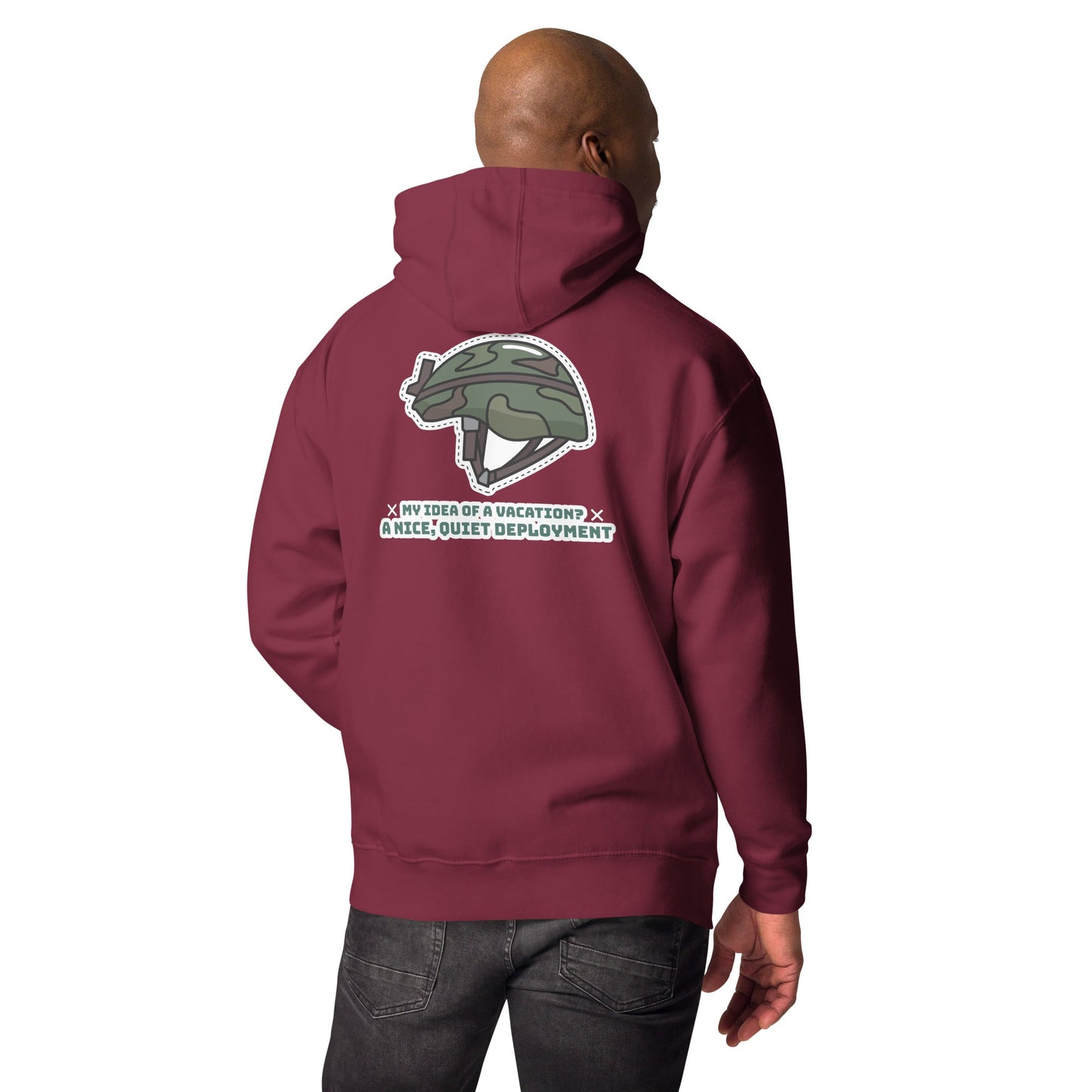 My idea of a vacation A nice, quiet deployment - Unisex Hoodie (back print) by DarkByteGear