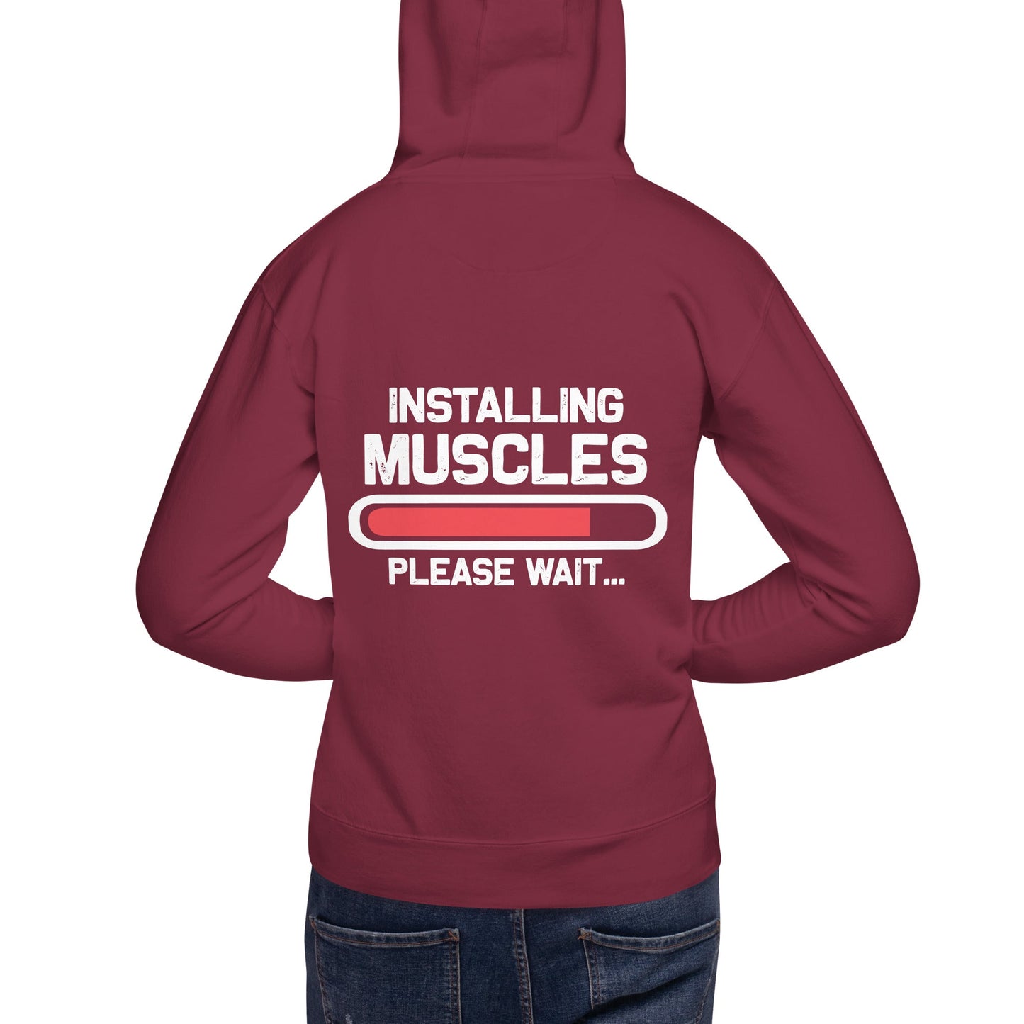 Installing Muscles Please Wait.... - Unisex Hoodie ( Back Print ) by DarkByteGear