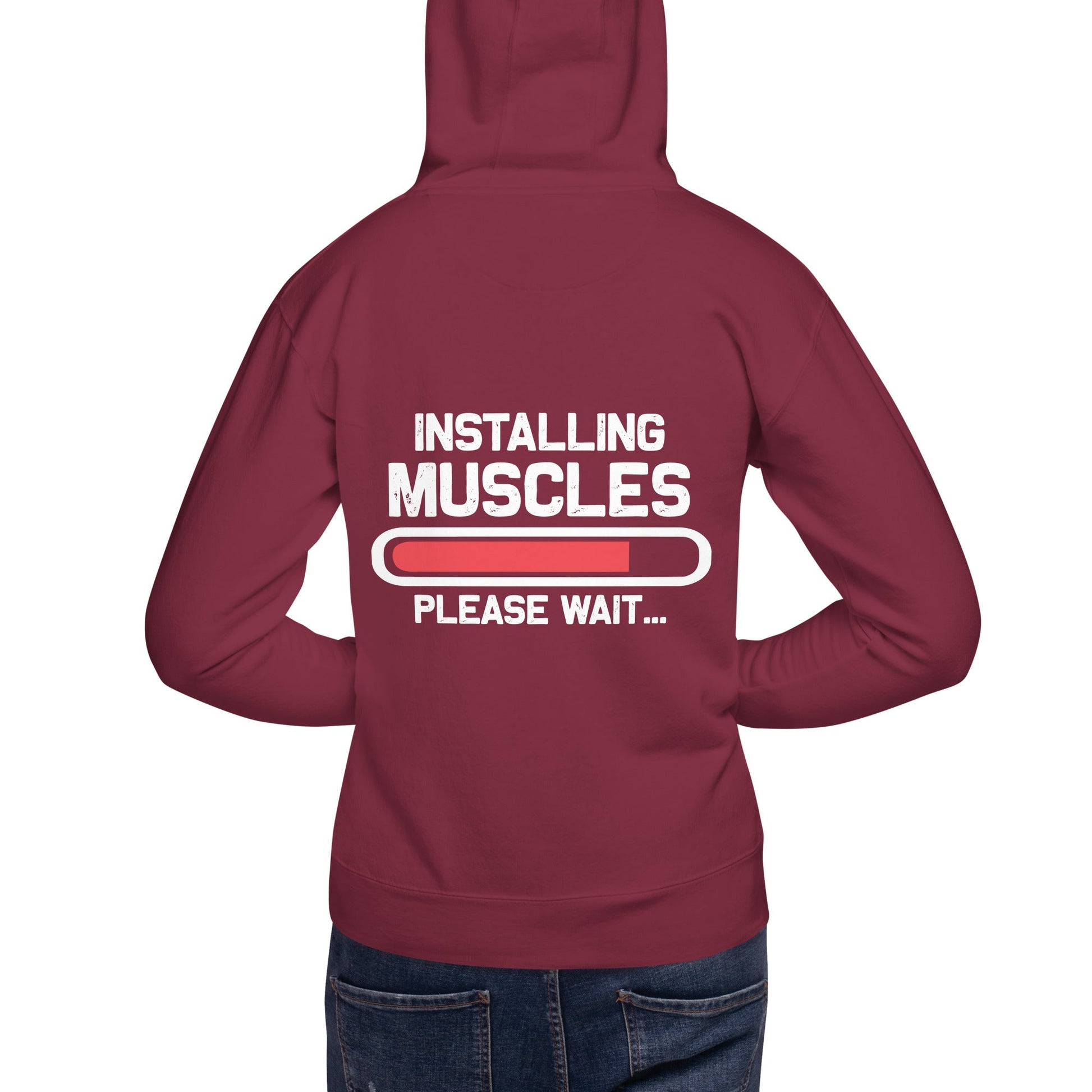 Installing Muscles Please Wait.... - Unisex Hoodie ( Back Print ) by DarkByteGear