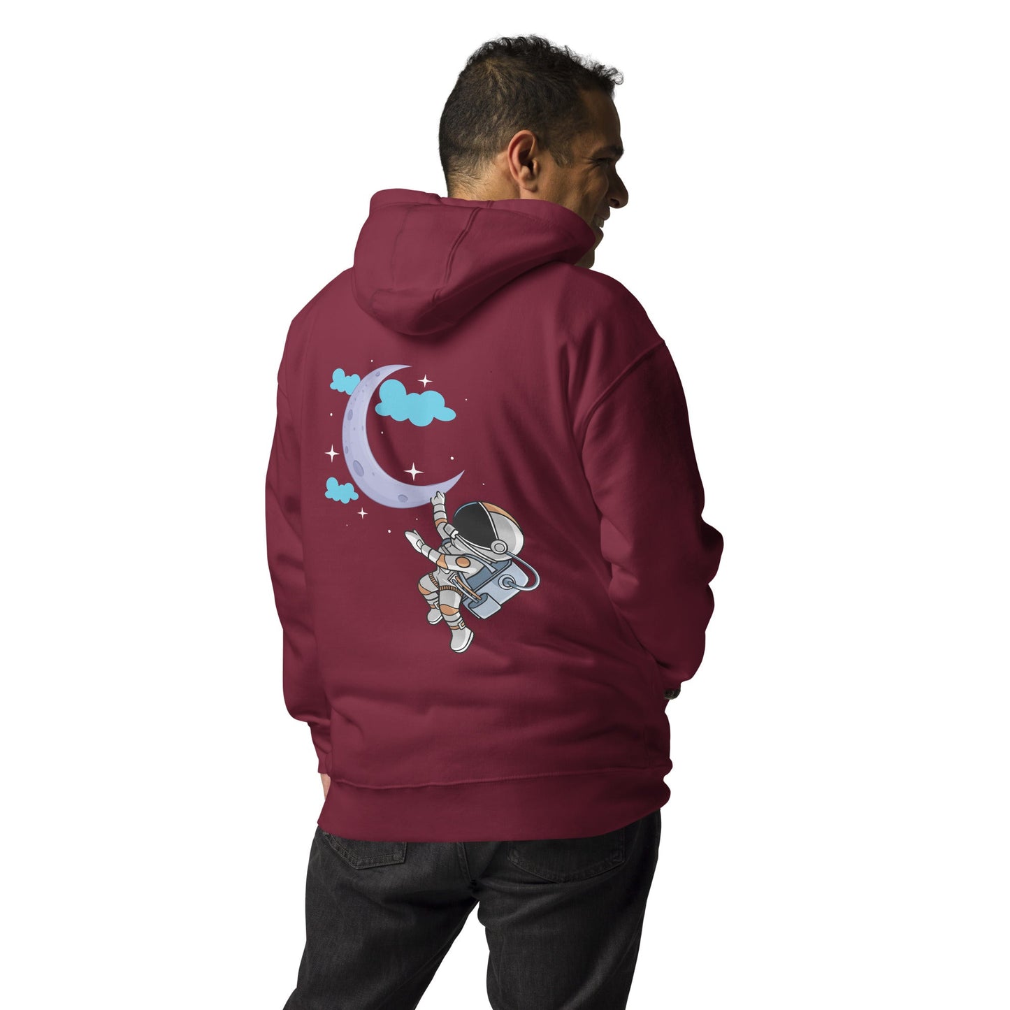 Full Moon Astronaut - Unisex Hoodie ( Back Print ) by DarkByteGear