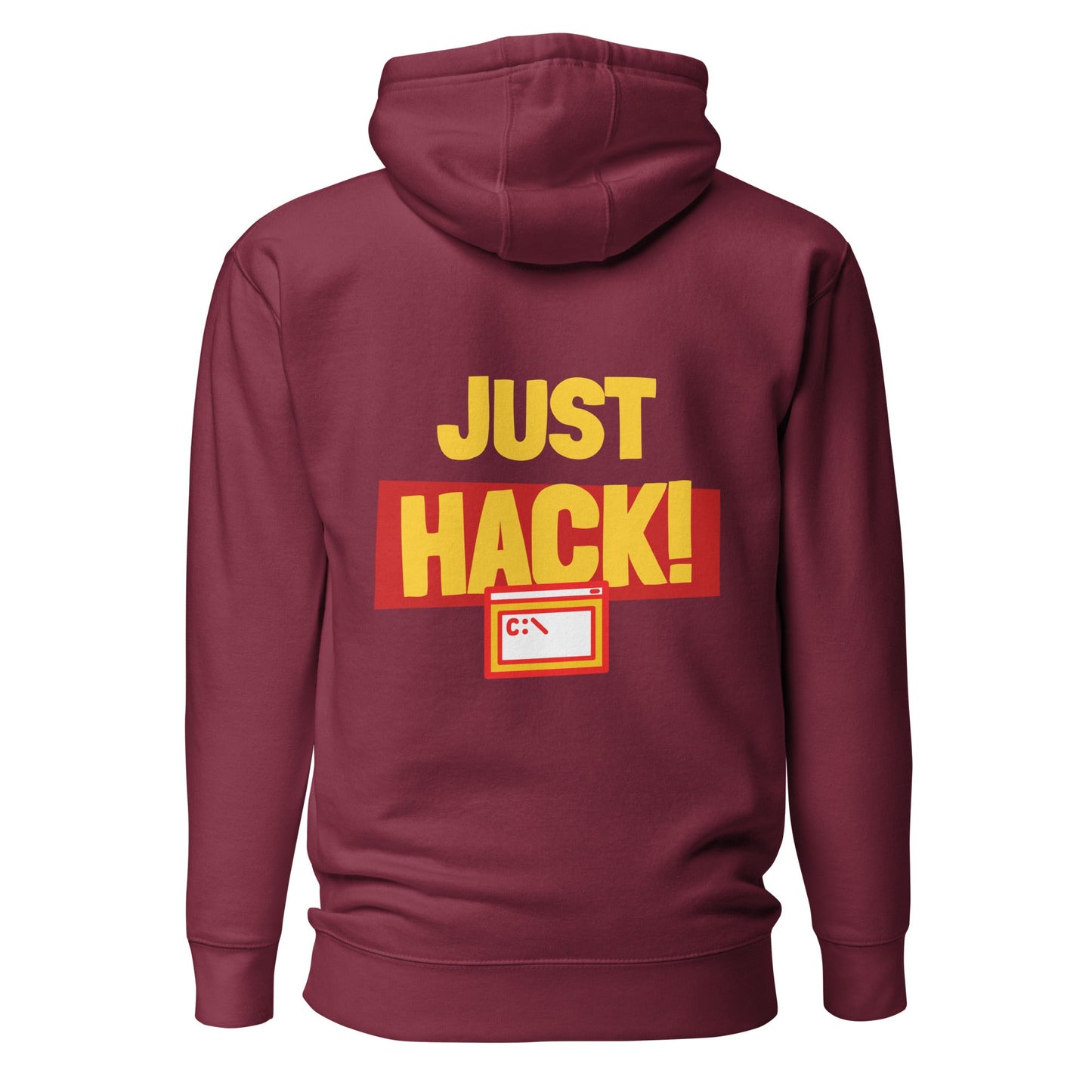Just Hack (Yellow Text) - Unisex Hoodie ( Back Print ) by DarkByteGear