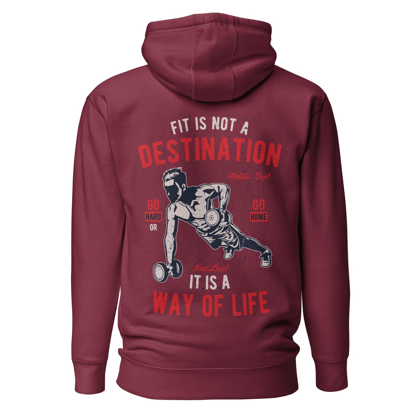 Fit is not a destination: it is a way of life - Unisex Hoodie ( Back Print ) by DarkByteGear