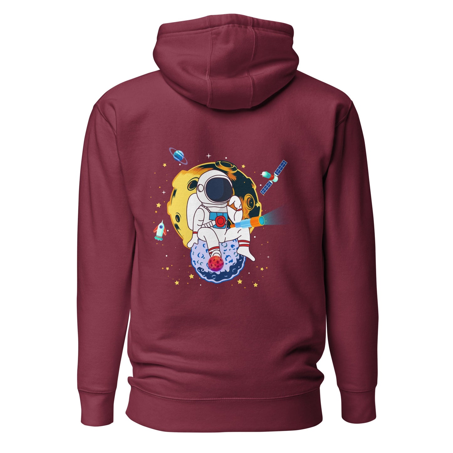 Astranaut catching stars - Unisex Hoodie ( Back Print ) by DarkByteGear