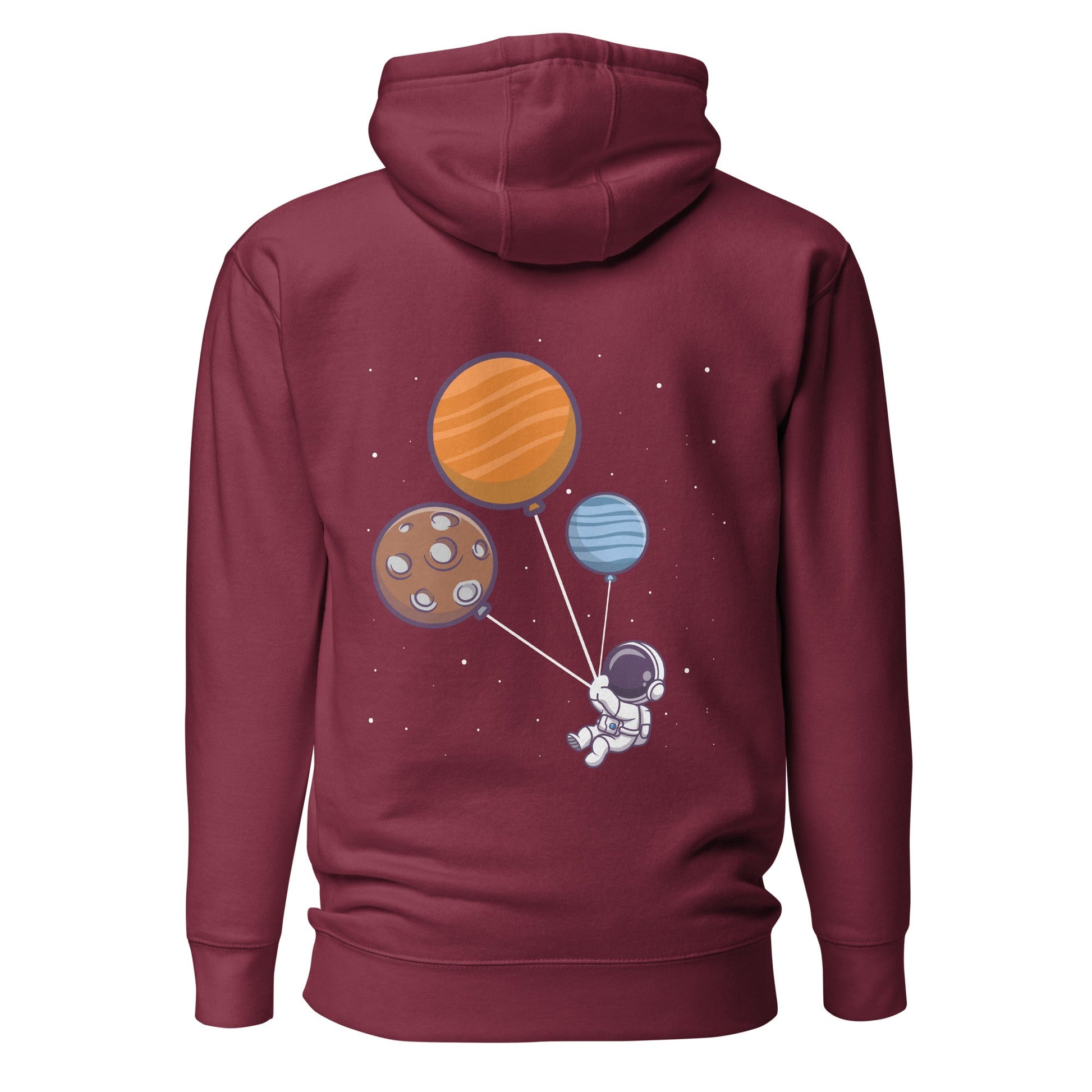 Astronaut with Balloons in Space - Unisex Hoodie ( Back Print ) by DarkByteGear