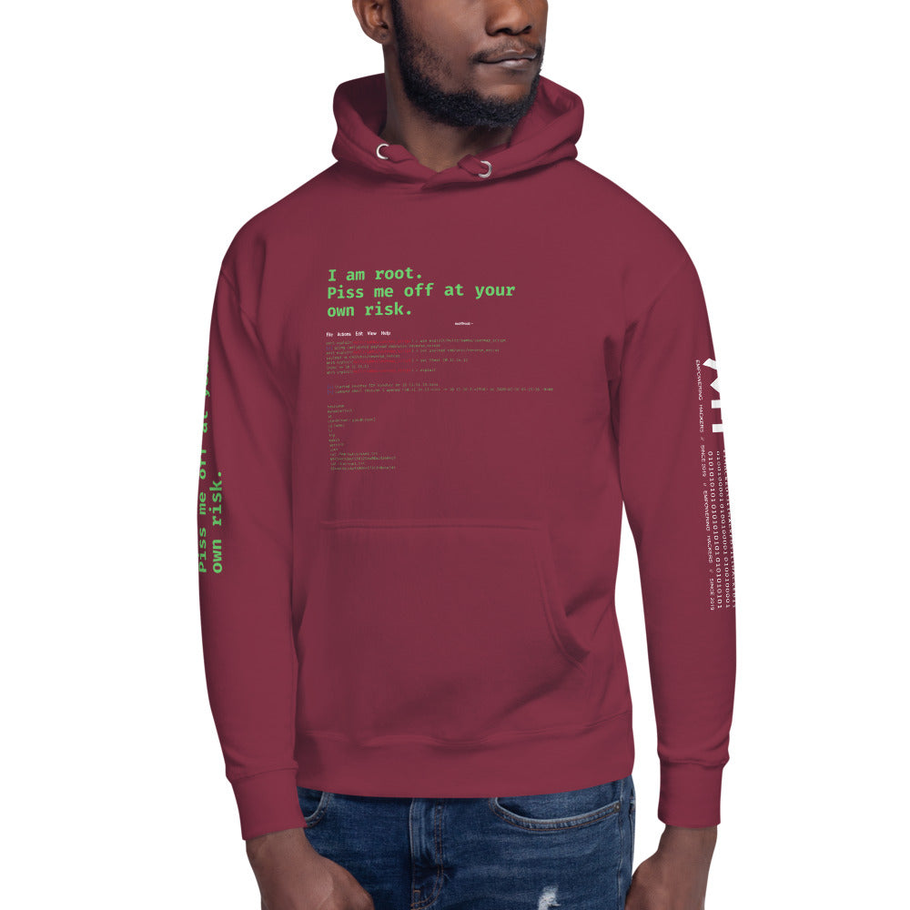I am root. Piss me off at your own risk - Unisex Hoodie by DarkByteGear