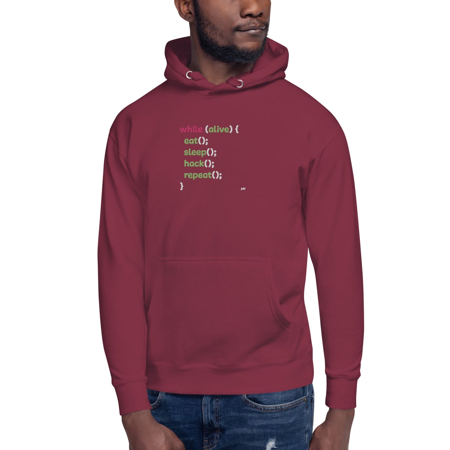 Eat sleep hack repeat - Unisex Hoodie (embroidered) by DarkByteGear