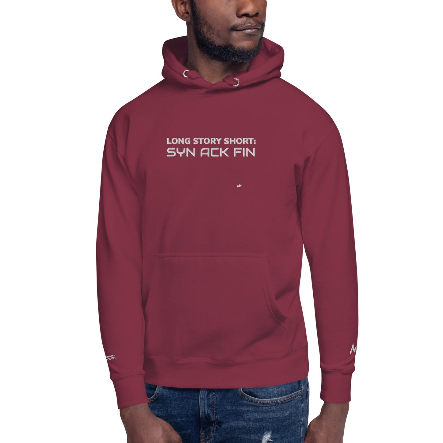 Long story short - Syn Ack Fin - Unisex Hoodie (Embroidery) by DarkByteGear