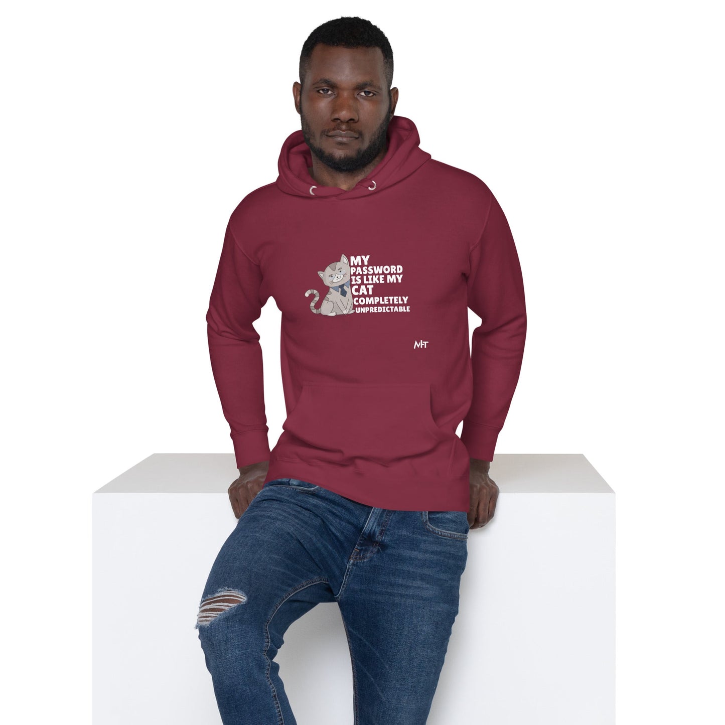 My password is like my cat completely unpredictable - Unisex Hoodie by DarkByteGear