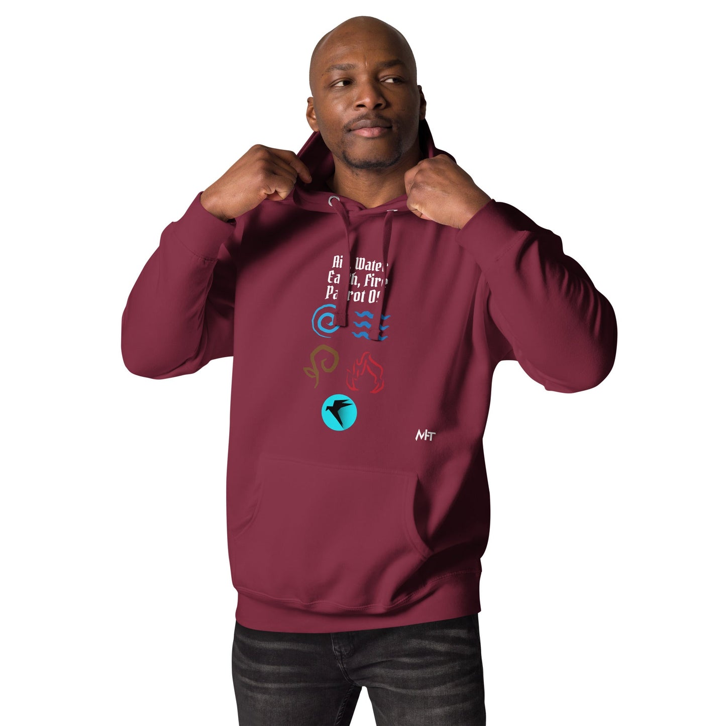 Air, Water, Earth, Fire, Parrot OS - Unisex Hoodie by DarkByteGear