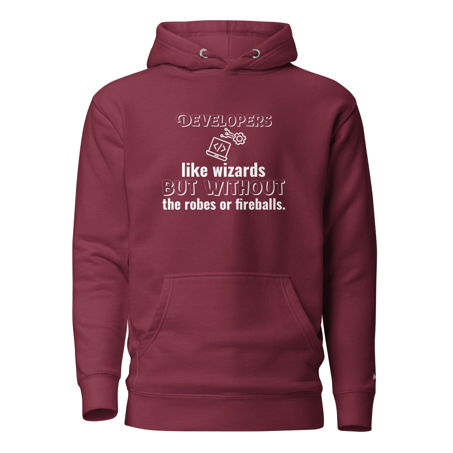 Developers: like wizards, but - Unisex Hoodie (back print) by DarkByteGear
