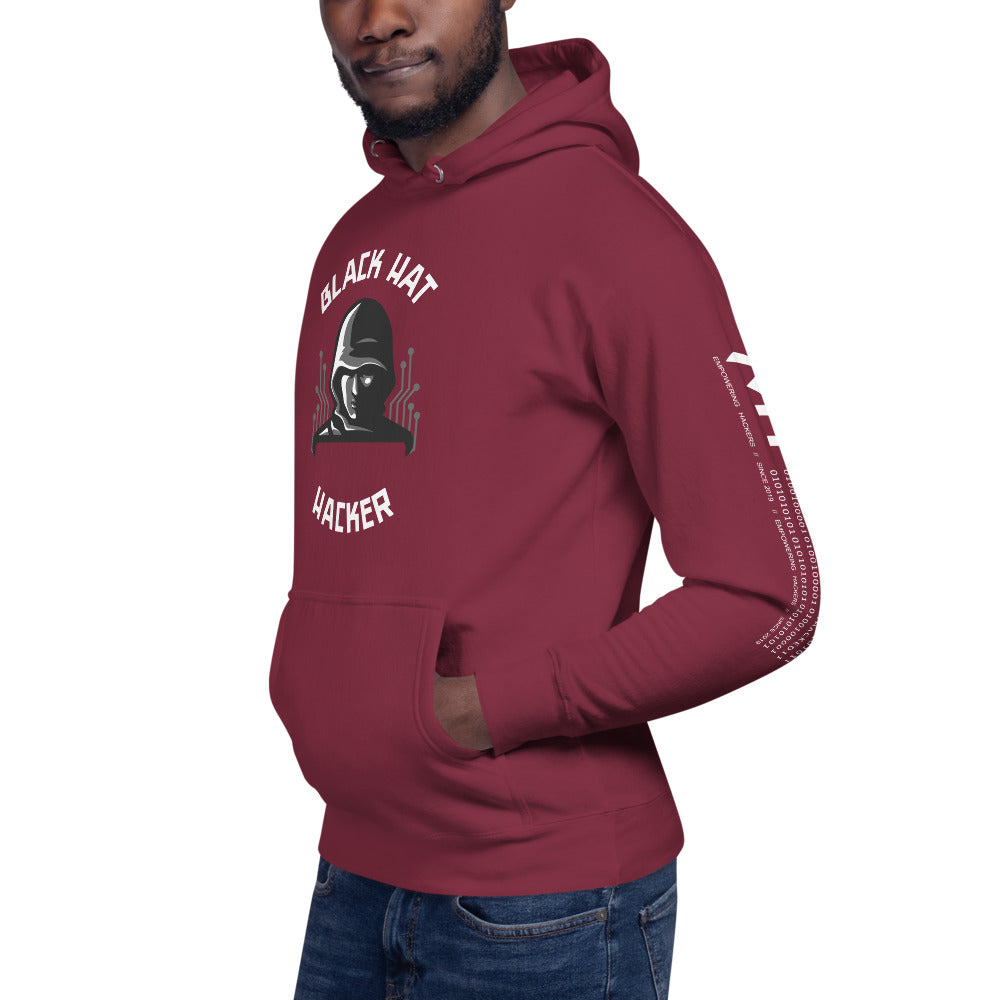Black Hat Hacker - Unisex Hoodie (back print ) by DarkByteGear