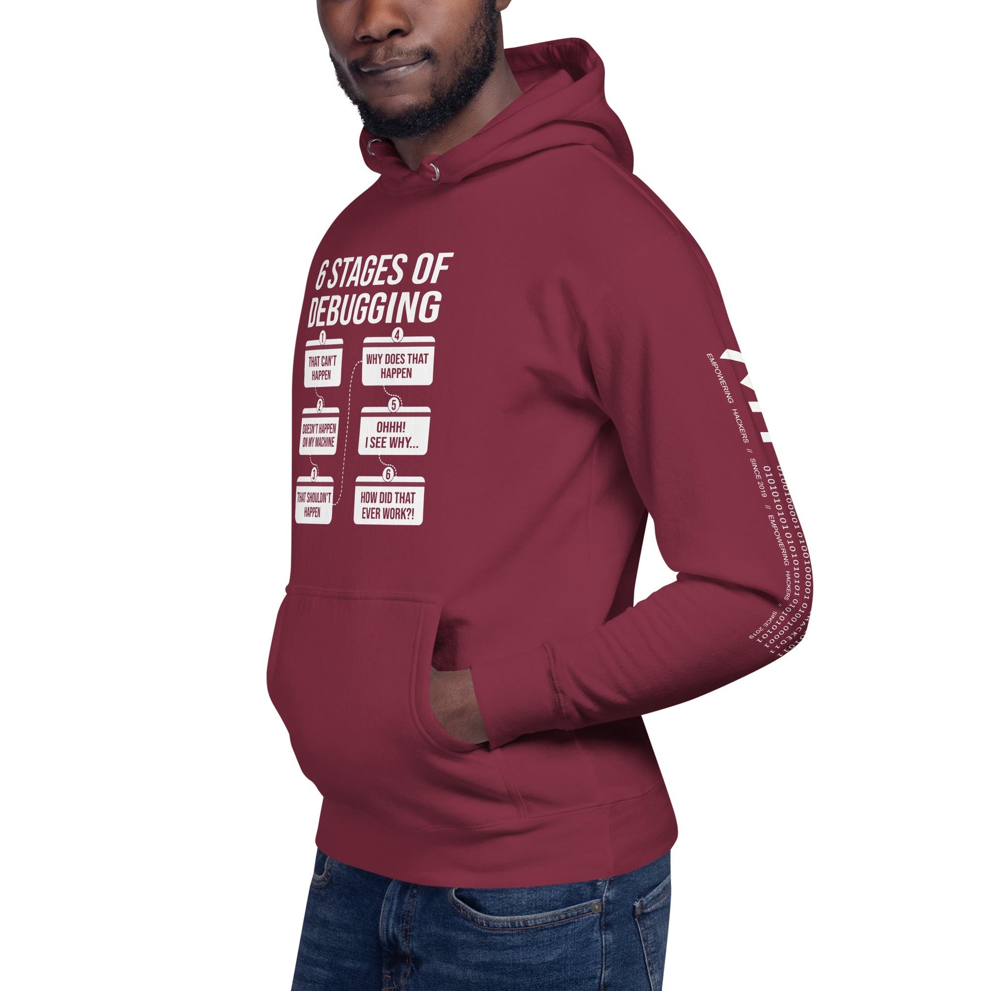 6 Stages of Debugging - Unisex Hoodie by DarkByteGear