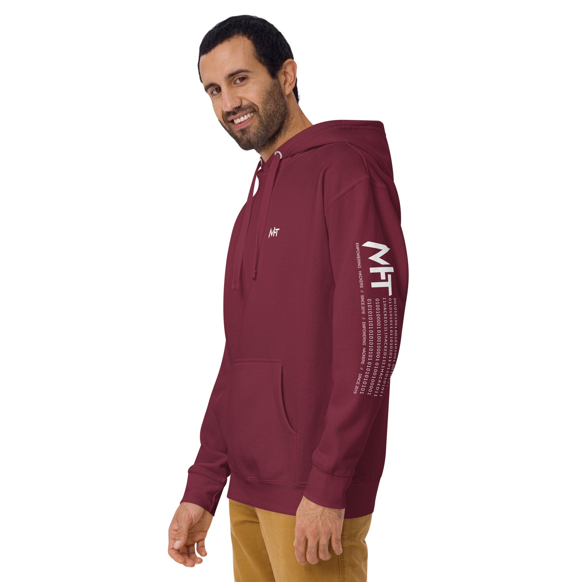 Who's the New Kid, Hacker, Developer, Gamer, Crypto King V1 (Red Cyber) - Unisex Hoodie Personalized QR Code by DarkByteGear