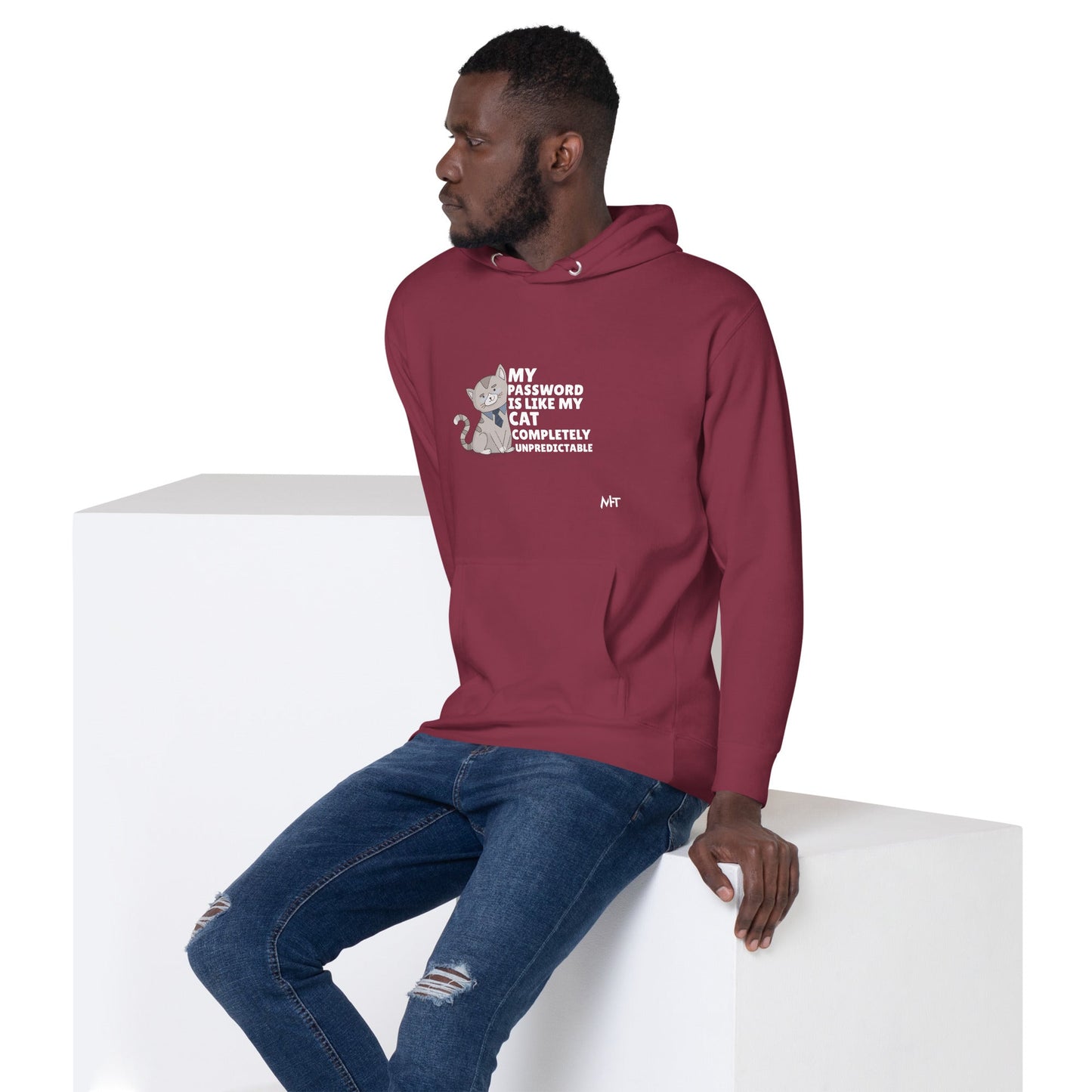 My password is like my cat completely unpredictable - Unisex Hoodie by DarkByteGear