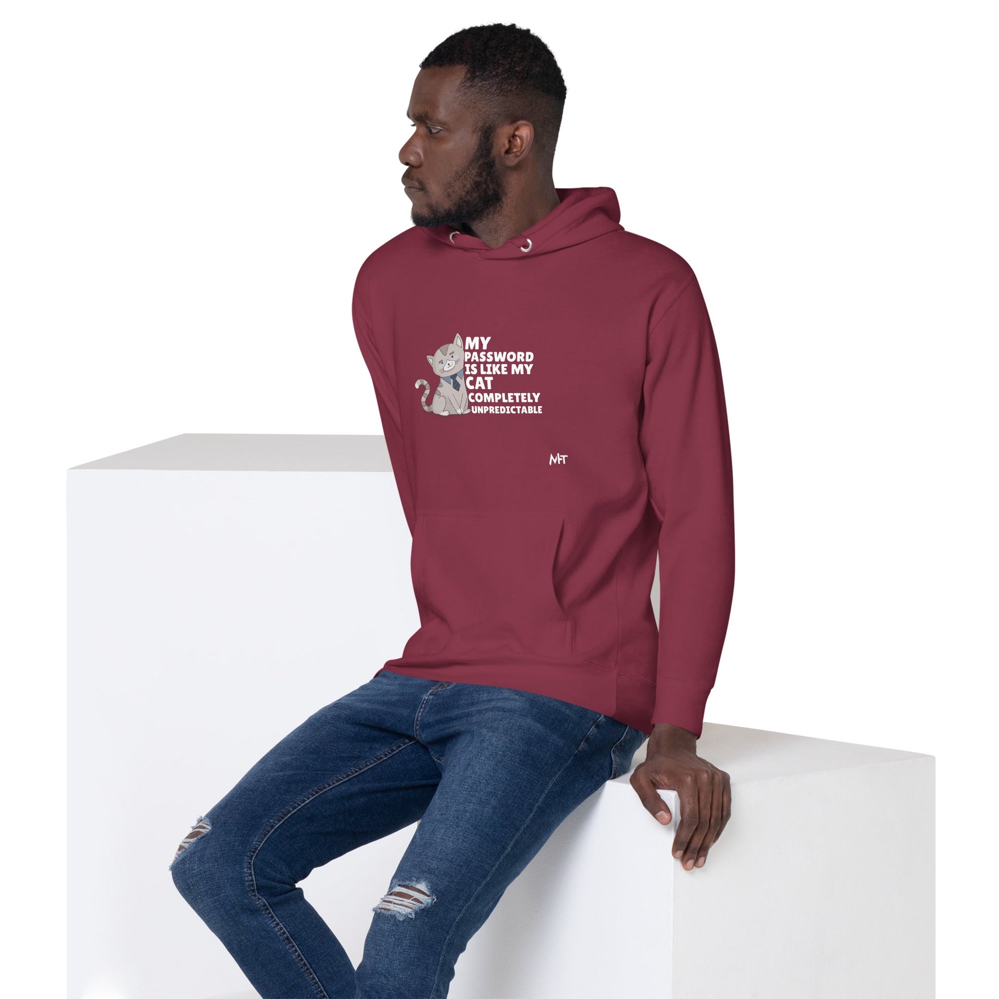 My password is like my cat completely unpredictable - Unisex Hoodie by DarkByteGear