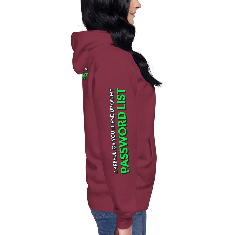 Password List - Unisex Hoodie (back print ) by DarkByteGear