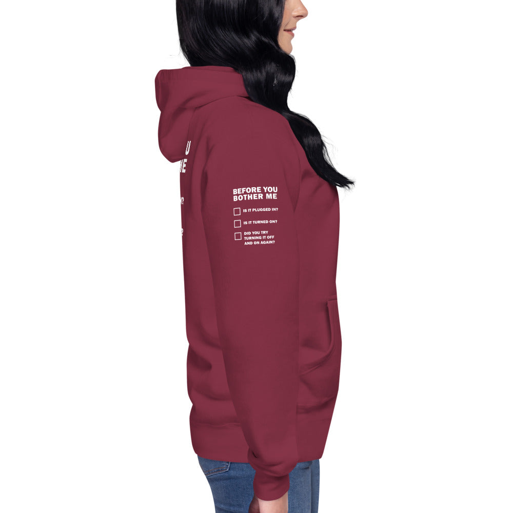 Before you bother me - Unisex Hoodie (back print) by DarkByteGear