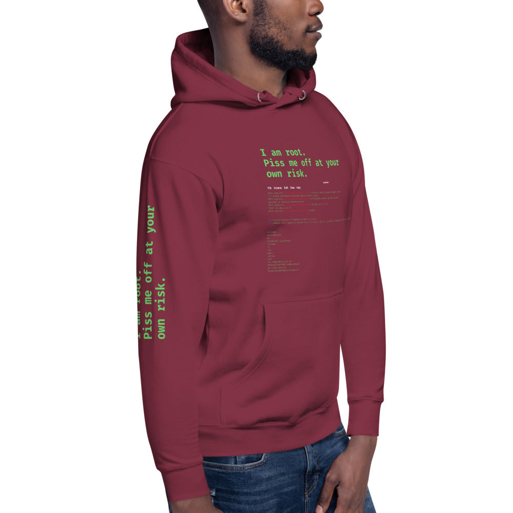 I am root. Piss me off at your own risk - Unisex Hoodie by DarkByteGear