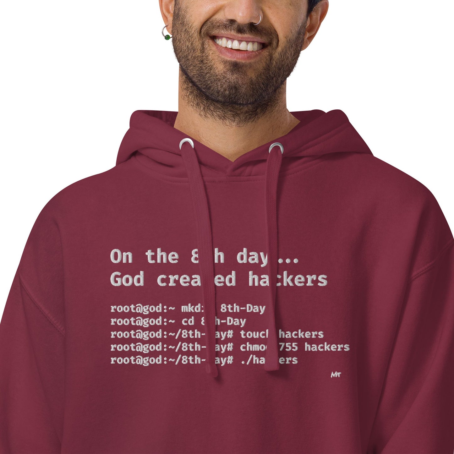 On the 8th day God created hackers - Unisex Hoodie (embroidered) by DarkByteGear