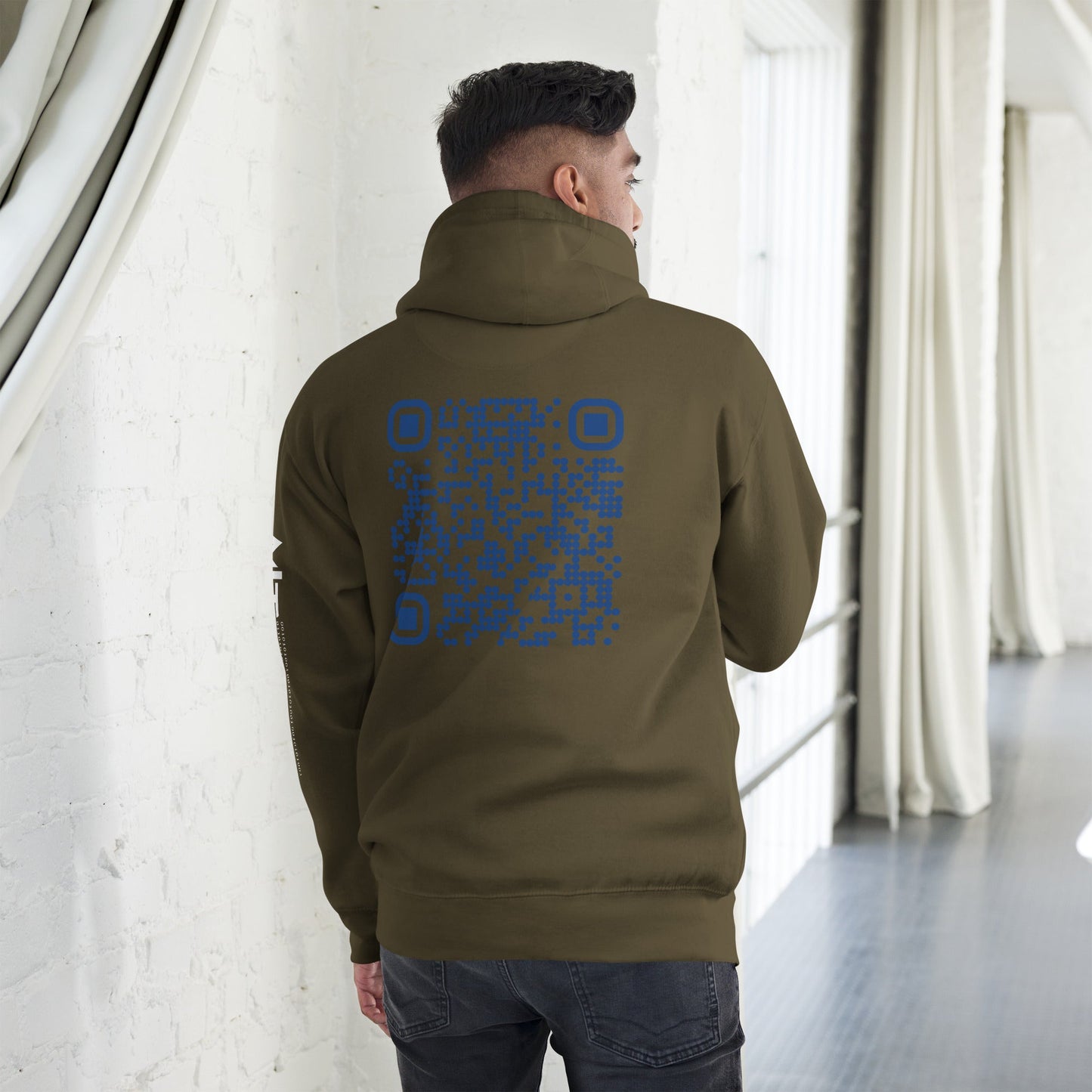 Who's the New Kid, Hacker, Developer, Gamer, Crypto King (Blue Cyber) - Unisex Hoodie Personalized QR Code by DarkByteGear