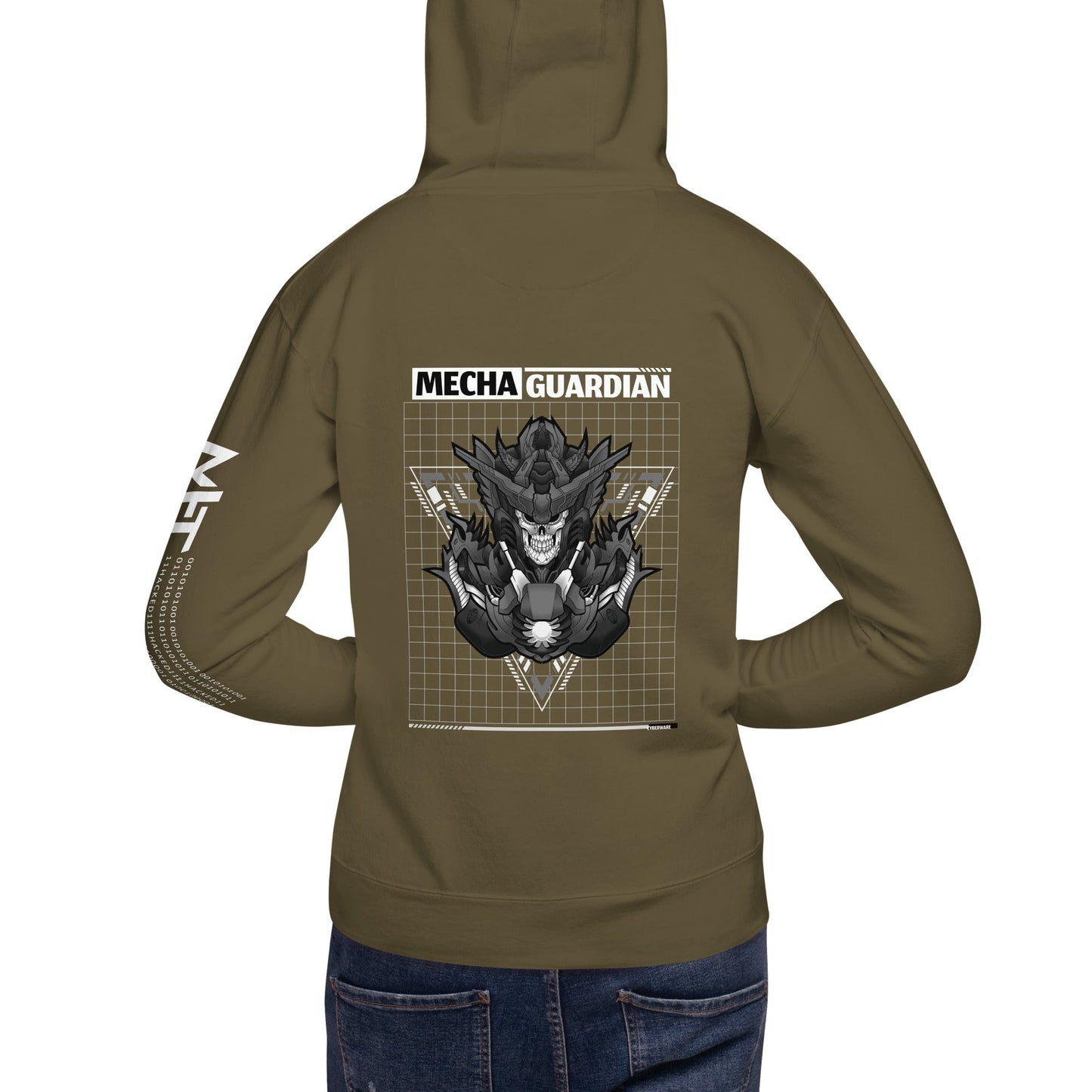 Mecha Guardian - Unisex Hoodie ( Back Print ) by DarkByteGear