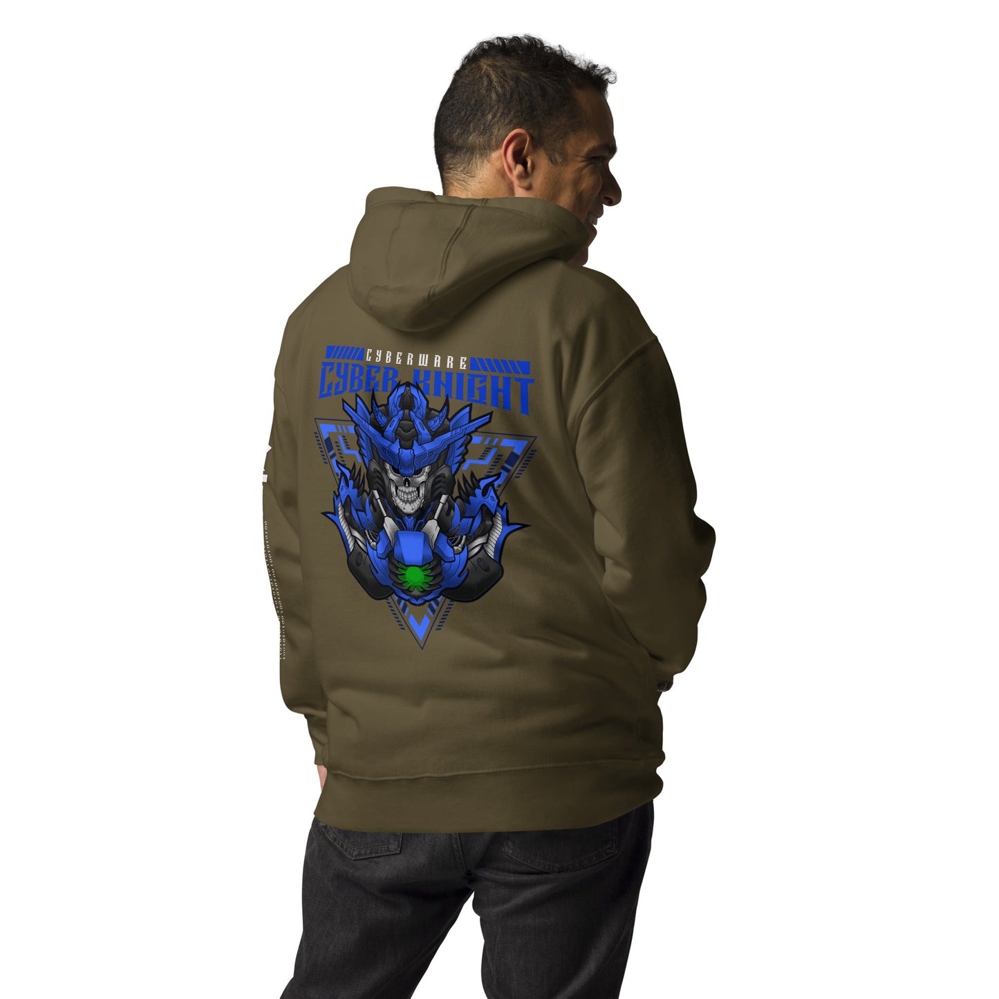 CyberWare Cyber knight - Unisex Hoodie ( Back Print ) by DarkByteGear