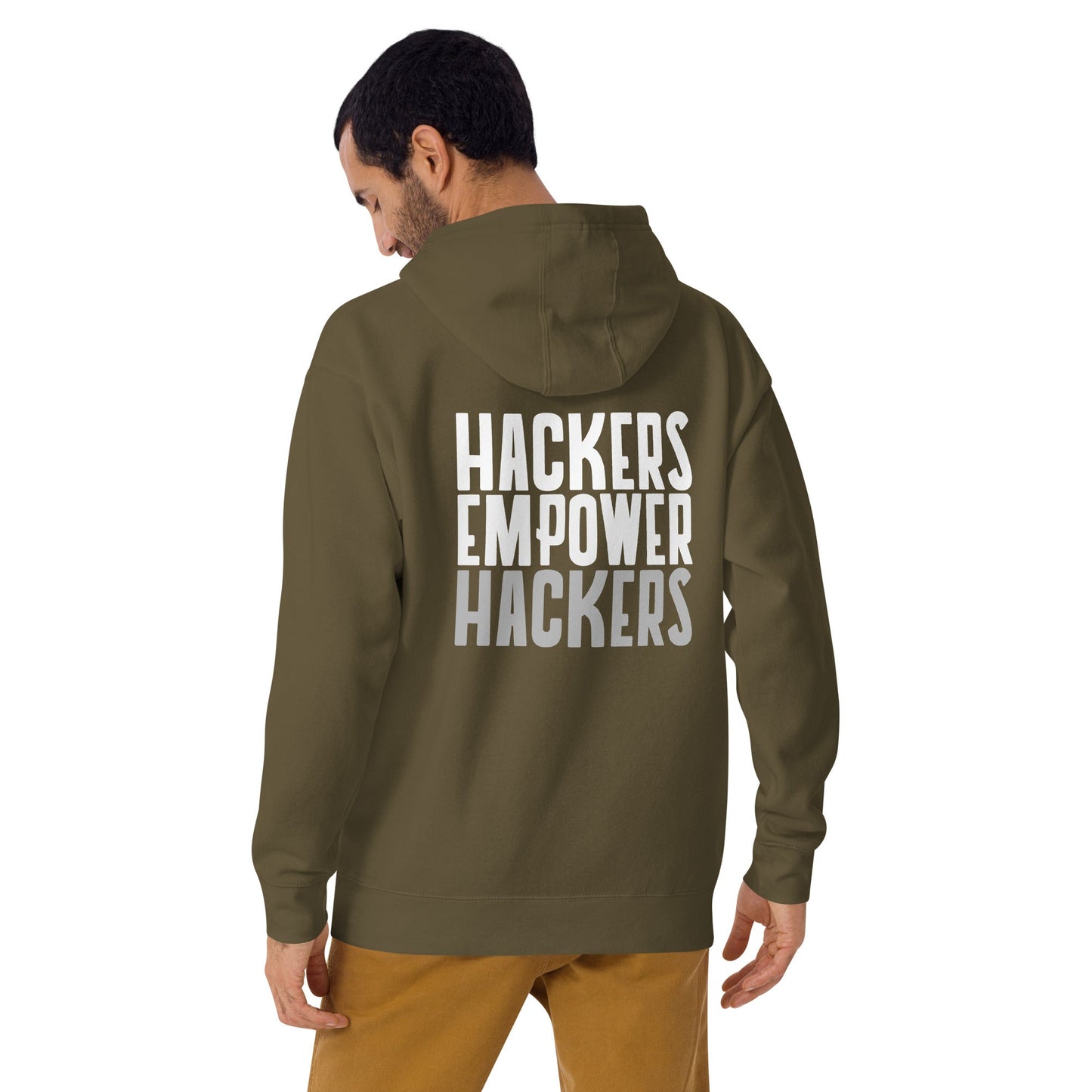 Hackers Empower Hackers - Unisex Hoodie ( Back Print ) by DarkByteGear