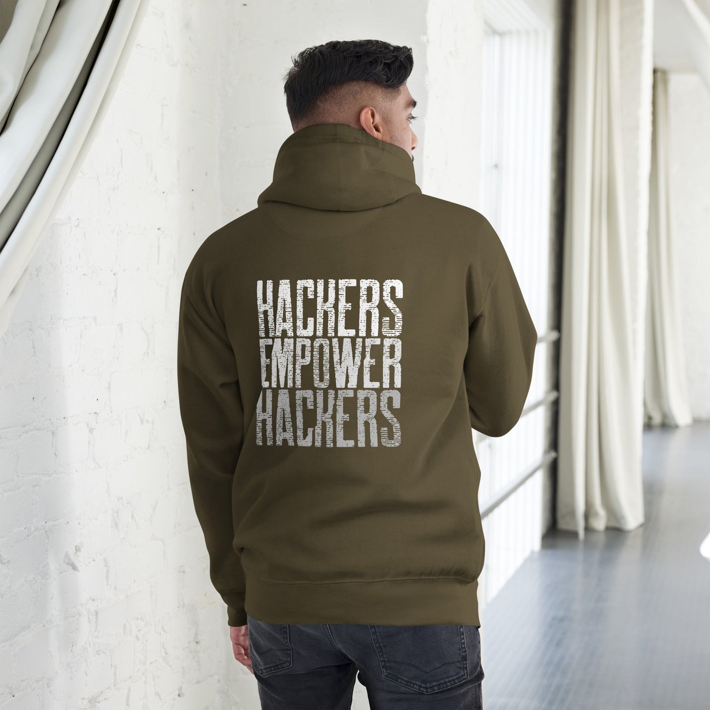 Hackers Empower Hackers V1 - Unisex Hoodie ( Back Print ) by DarkByteGear