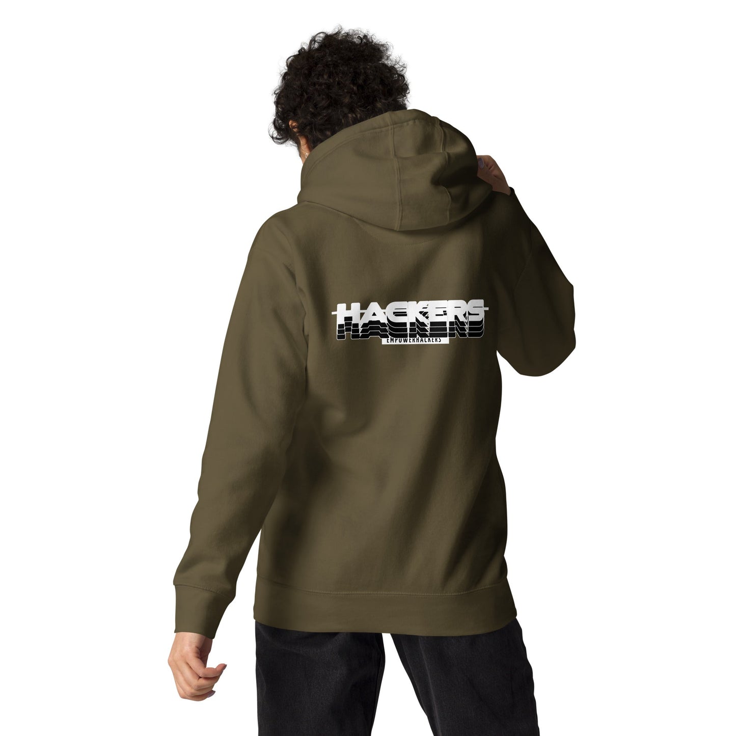 Hackers Empower Hackers V3 - Unisex Hoodie ( Back Print ) by DarkByteGear
