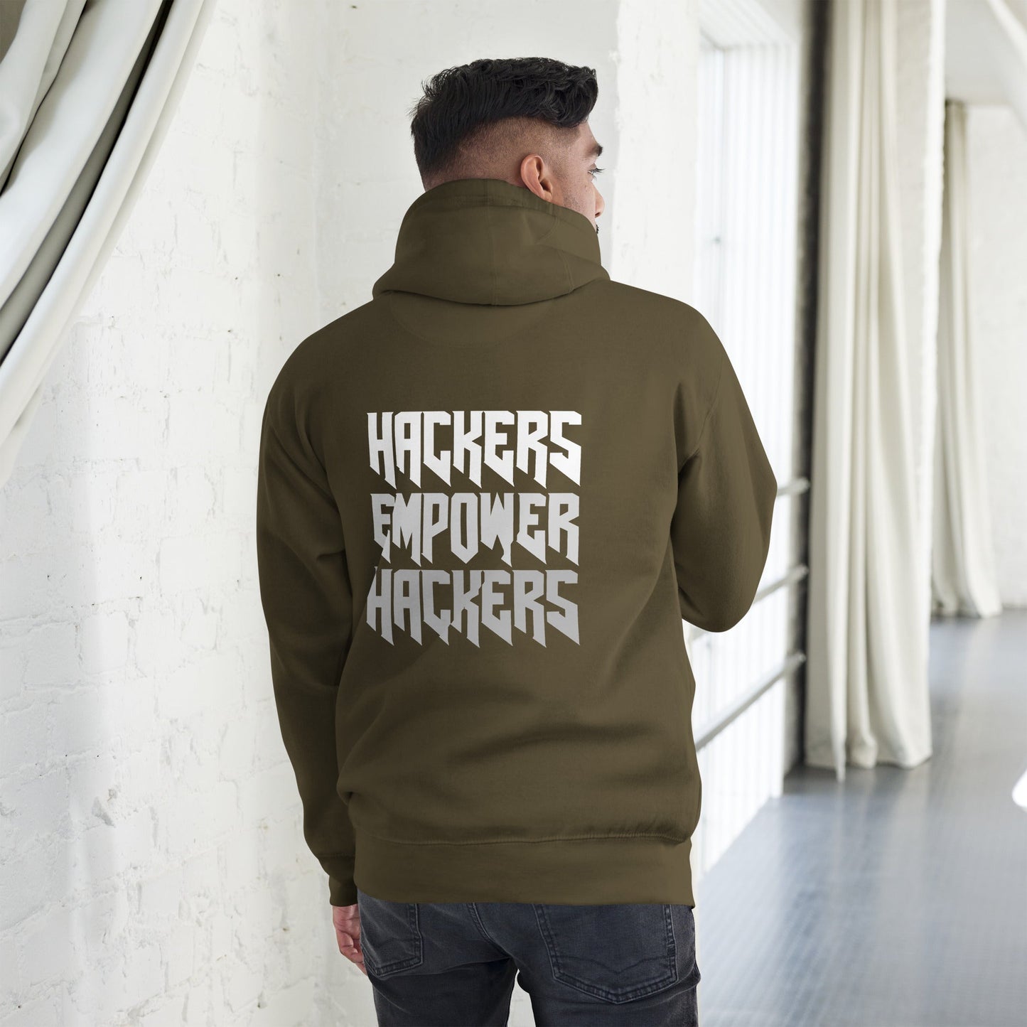 Hackers Empower Hackers V4 - Unisex Hoodie ( Back Print ) by DarkByteGear
